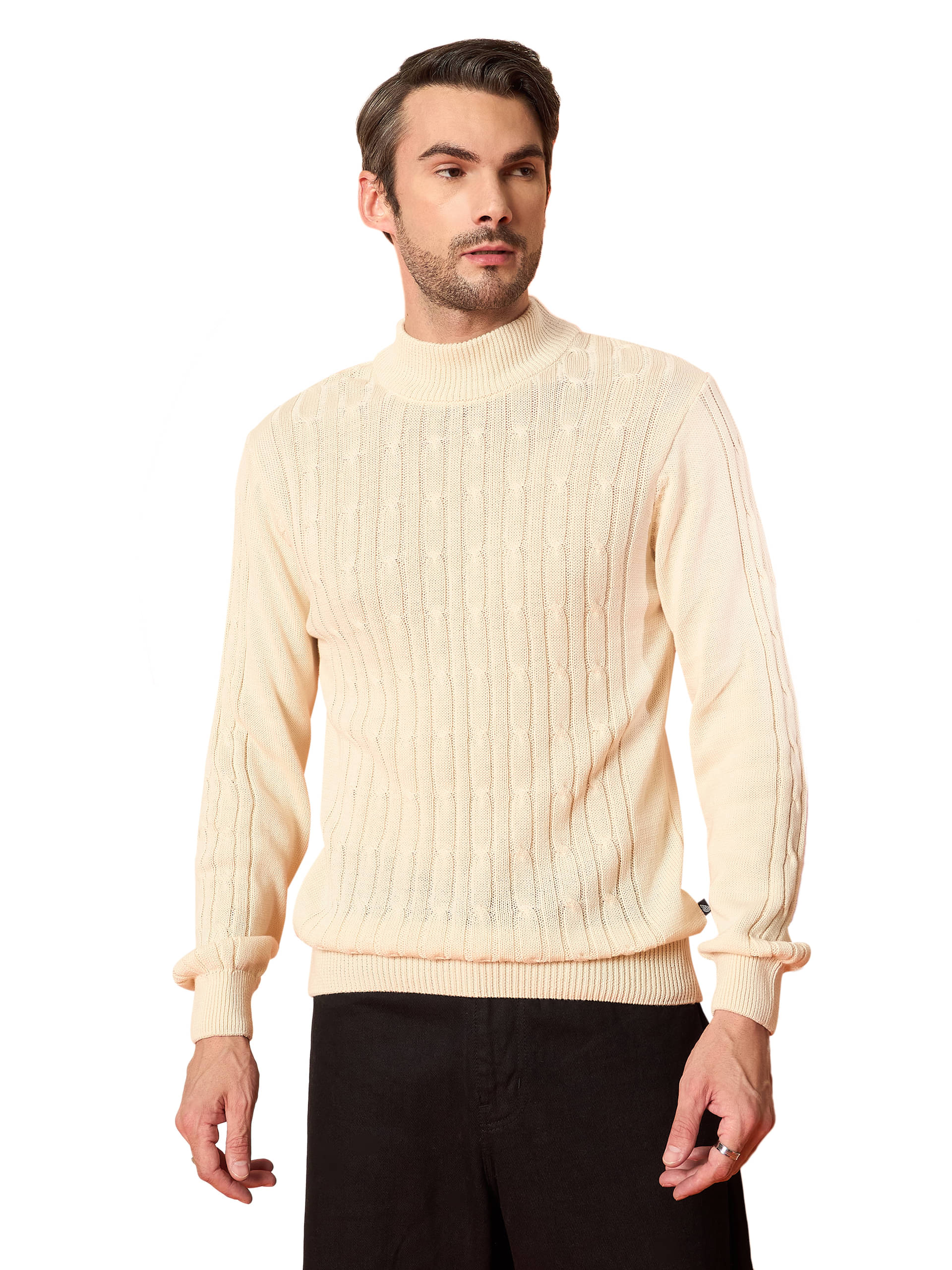    			Club York Cotton High Neck Men's Full Sleeves Pullover Sweater - White ( Pack of 1 )
