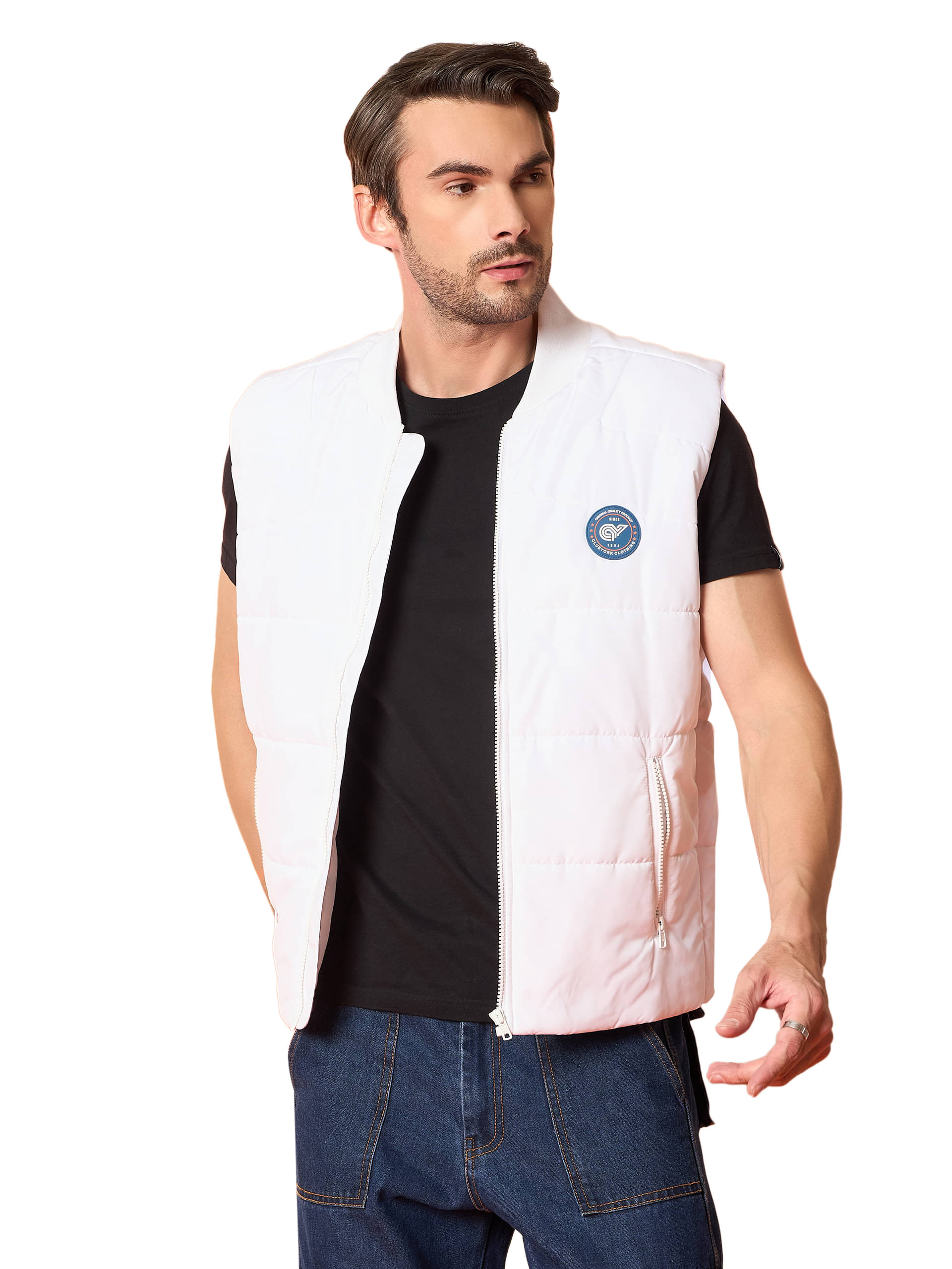Club York Polyester Men's Quilted & Bomber Jacket - White ( Pack of 1 ) Club York Polyester Men's Quilted & Bomber Jacket - White ( Pack of 1 )