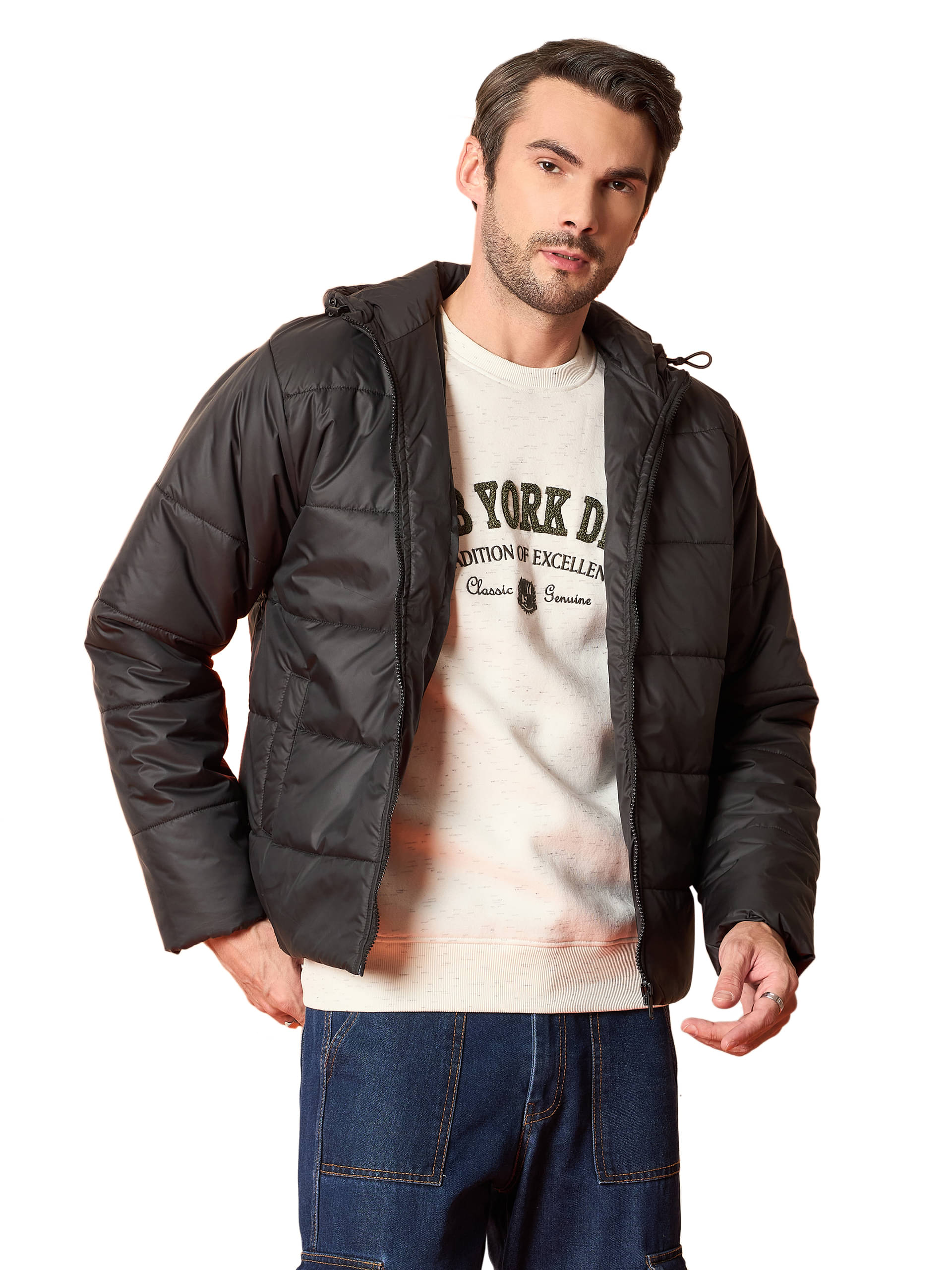 Club York Polyester Men's Quilted & Bomber Jacket - Black ( Pack of 1 ) Club York Polyester Men's Quilted & Bomber Jacket - Black ( Pack of 1 )