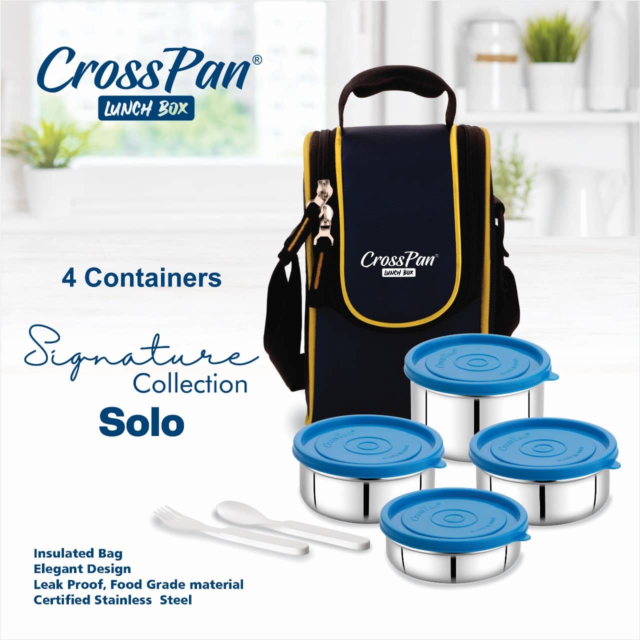 CrossPan Stainless Steel Lunch Box 4 - Container ( Pack of 1 )