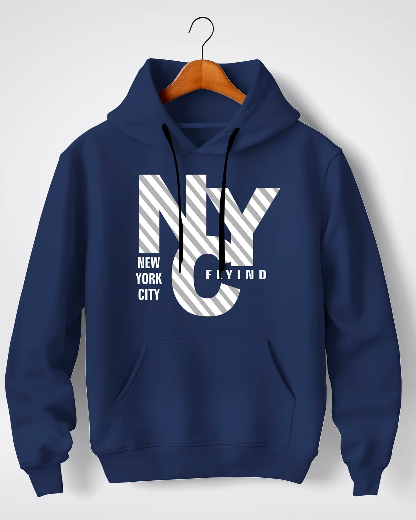     			DEER HEAD Fleece Hooded Men's Sweatshirt - Navy Blue ( Pack of 1 )