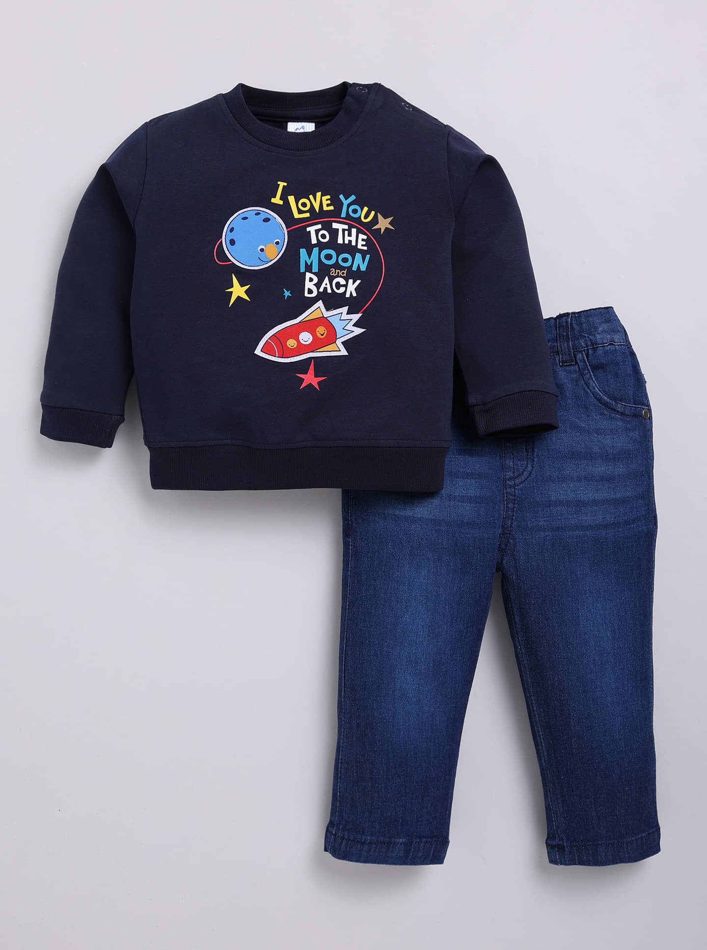 Dollar Pack of 1 Baby Boys Cotton Blend T-Shirt & Pants Set ( Navy )