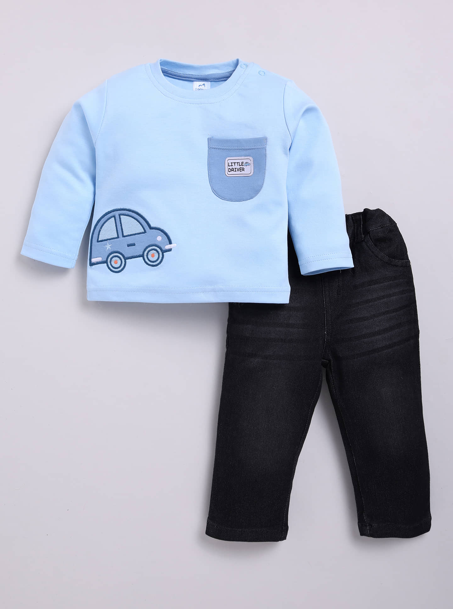 Dollar Pack of 1 Baby Boys Cotton Blend T-Shirt & Pants Set ( Blue )