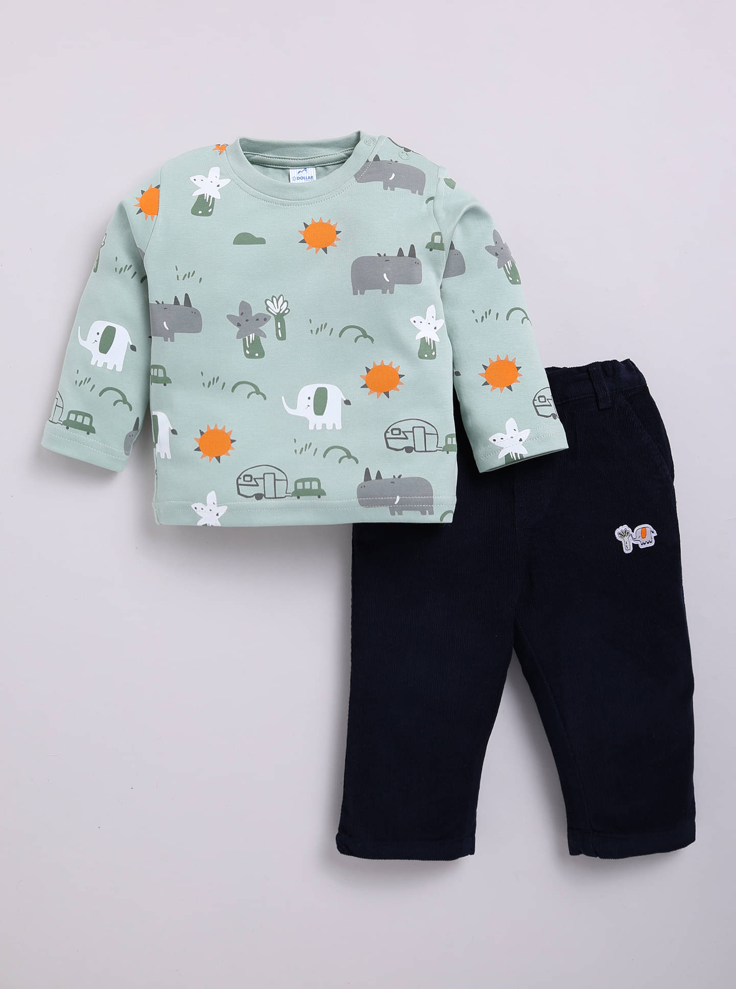 Dollar Pack of 1 Baby Boys Cotton Blend T-Shirt & Pants Set ( Green )     			Dollar Pack of 1 Baby Boys Cotton Blend T-Shirt & Pants Set ( Green )