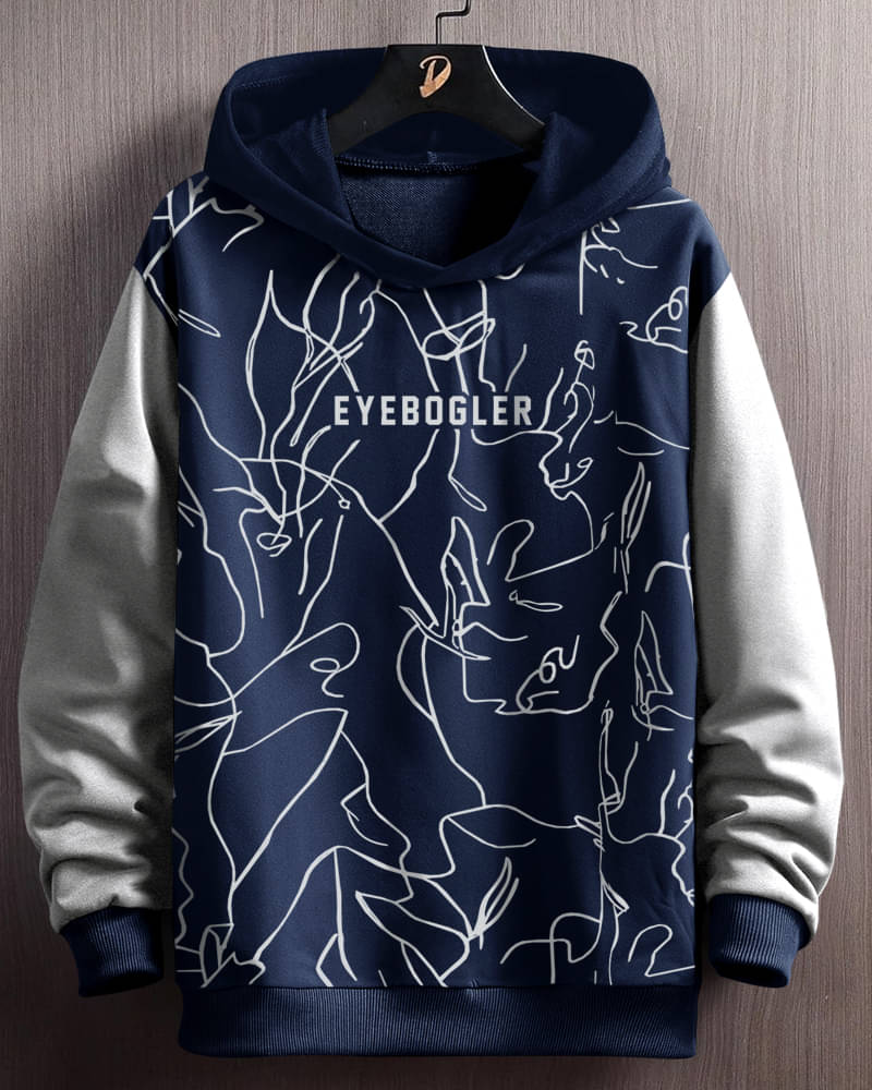     			Eyebogler Fleece Hooded Men's Sweatshirt - Navy Blue ( Pack of 1 )