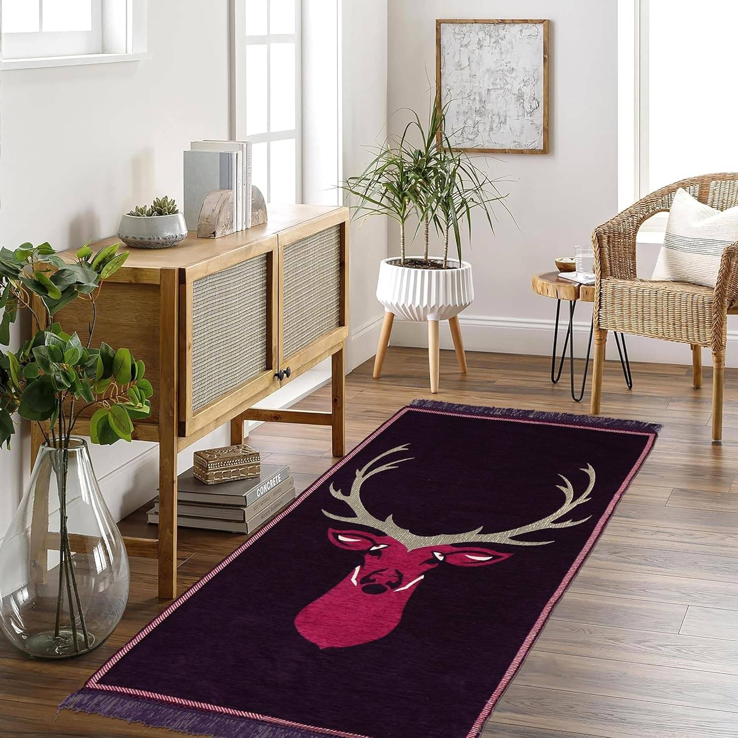     			FURNISHING HUT Purple Cotton Rectangular Floor Mat ( Pack of 1 )