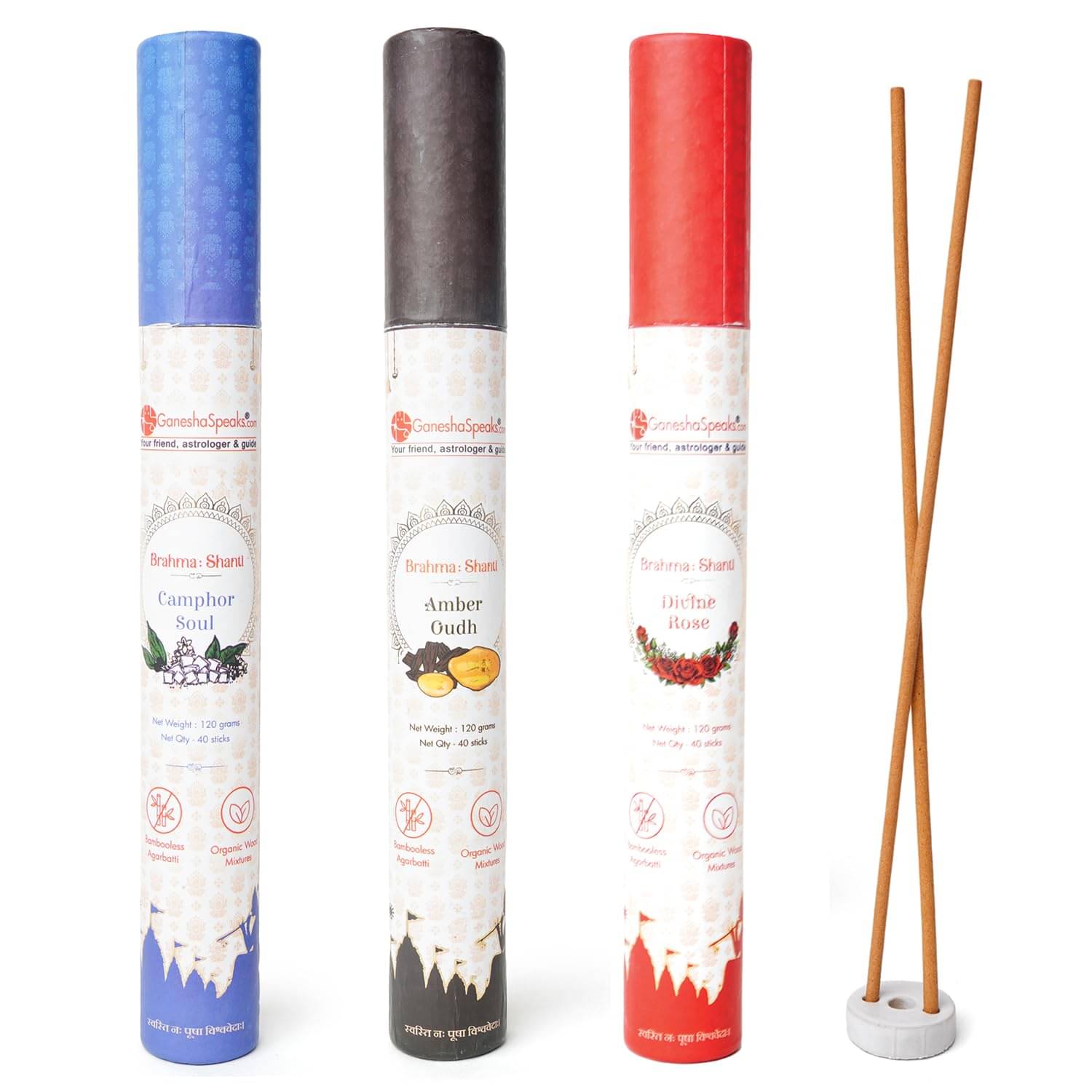     			GaneshaSpeaks.com. Incense Stick Camphor,Amber,Rose 360 gm ( Pack of 3 )