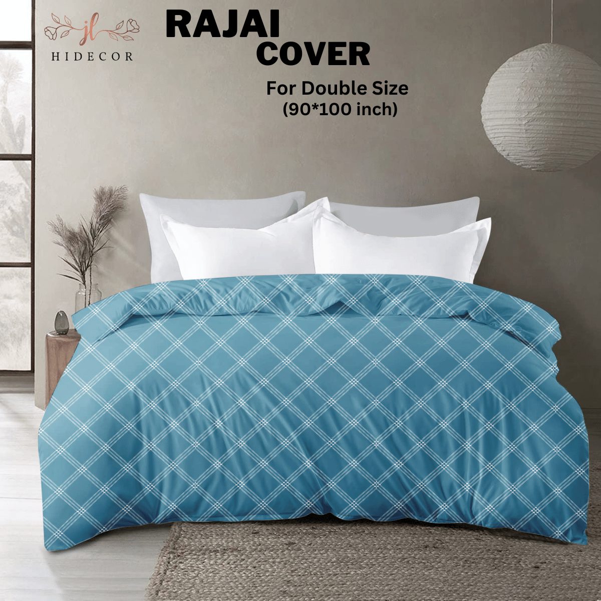     			HIDECOR King Cotton Blue Geometrical Duvet Cover