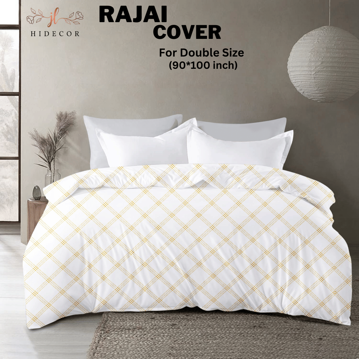     			HIDECOR King Cotton Gold Geometrical Duvet Cover
