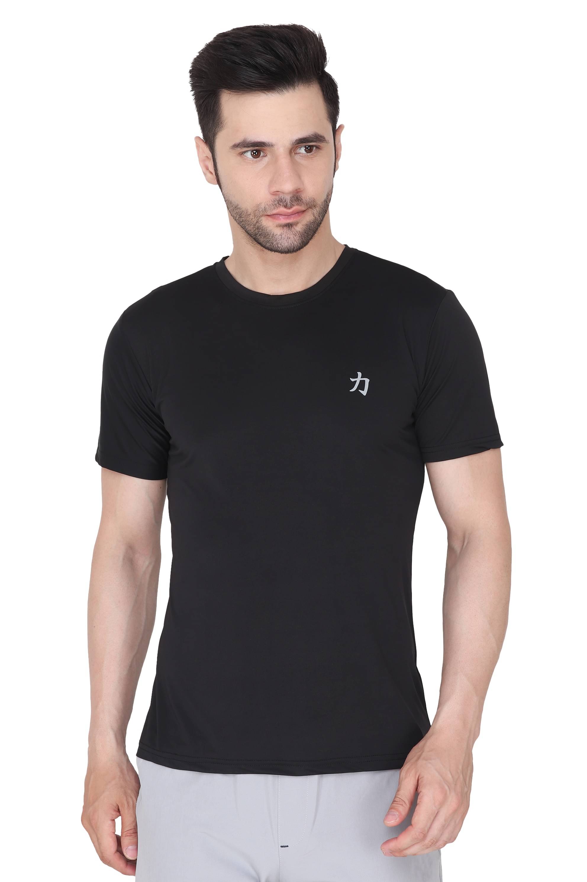 Herculeen Black Polyester Regular Fit Men's Sports T-Shirt ( Pack of 1 ) Herculeen Black Polyester Regular Fit Men's Sports T-Shirt ( Pack of 1 )