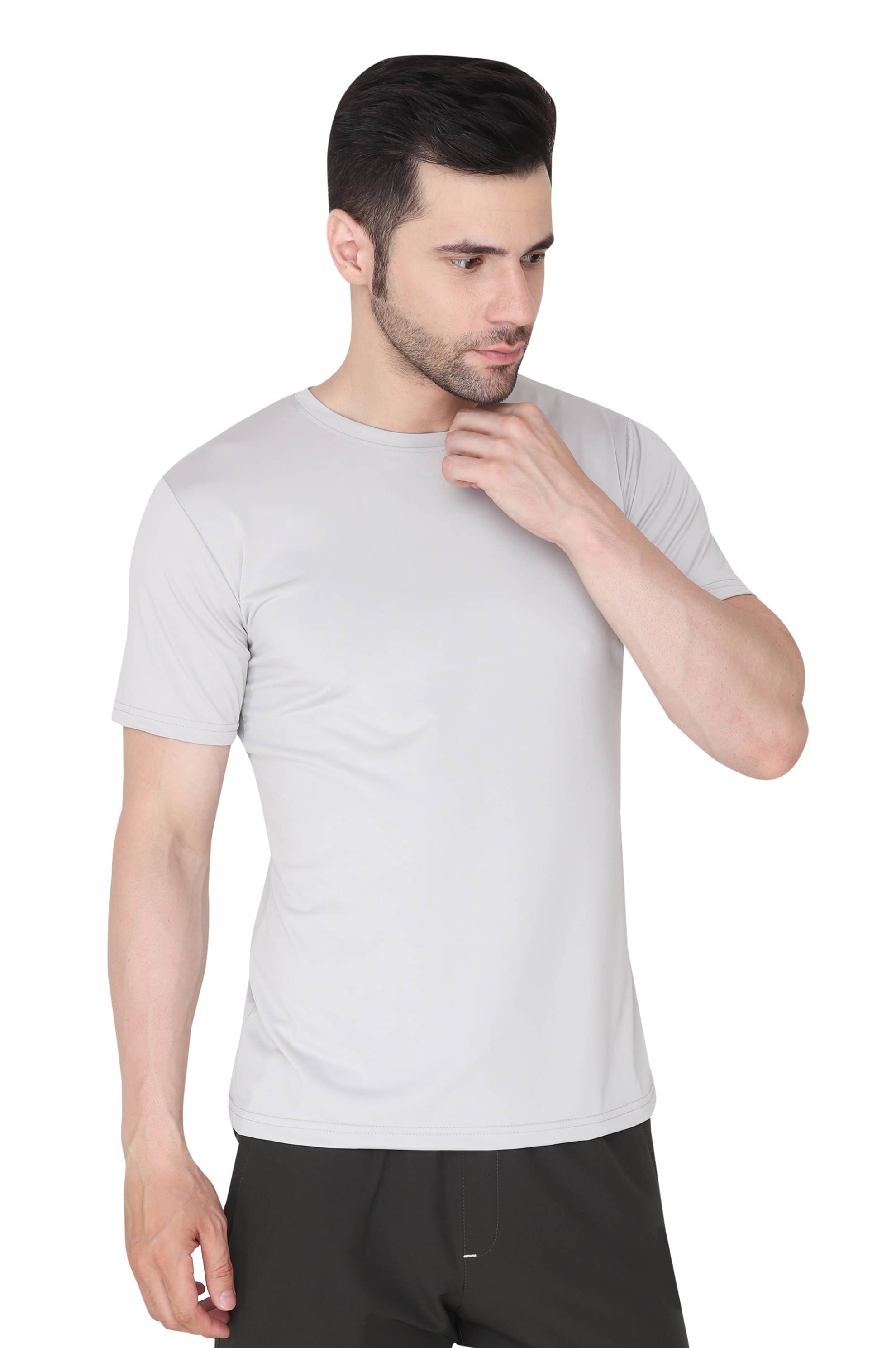 Herculeen Light Grey Polyester Regular Fit Men's Sports T-Shirt ( Pack of 1 ) Herculeen Light Grey Polyester Regular Fit Men's Sports T-Shirt ( Pack of 1 )