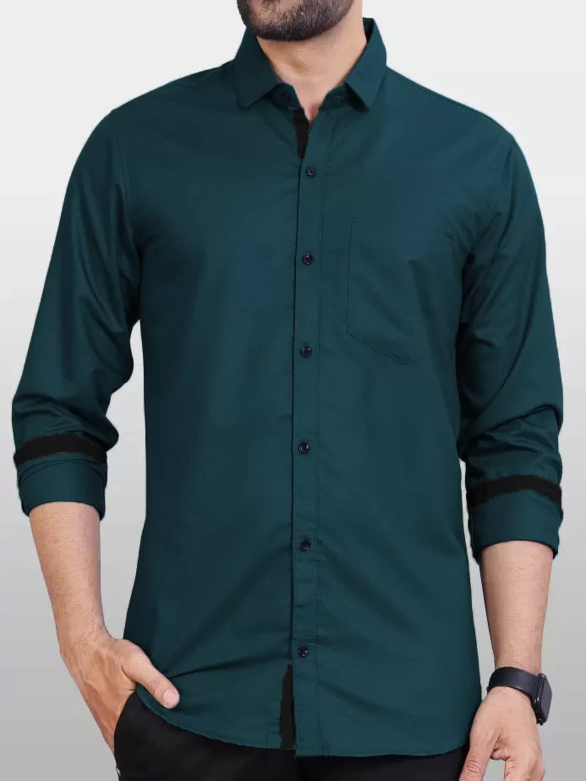 JEEVAAN - THE PERFECT FASHION Cotton Blend Slim Fit Solids Full Sleeves Men's Casual Shirt - Green ( Pack of 1 )
