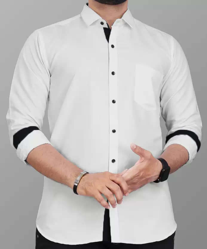 JEEVAAN - THE PERFECT FASHION Cotton Blend Regular Fit Solids Full Sleeves Men's Casual Shirt - White ( Pack of 1 )