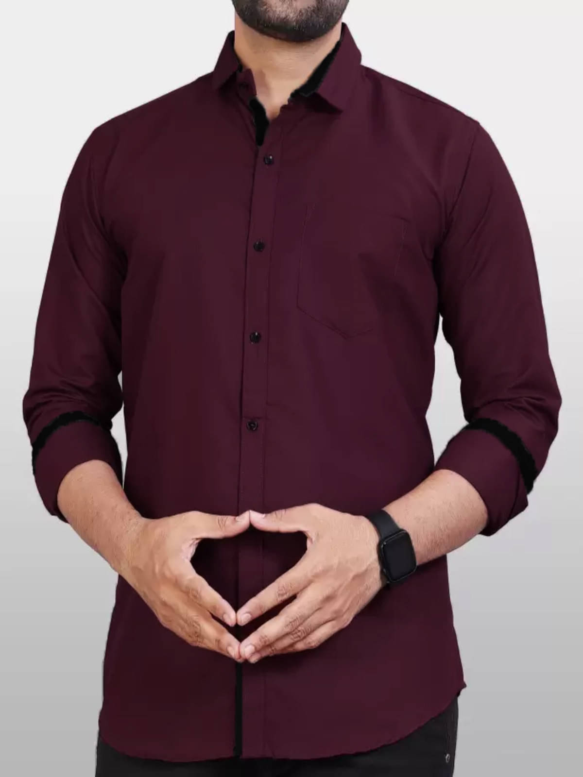     			JEEVAAN - THE PERFECT FASHION Cotton Blend Slim Fit Solids Full Sleeves Men's Casual Shirt - Maroon ( Pack of 1 )
