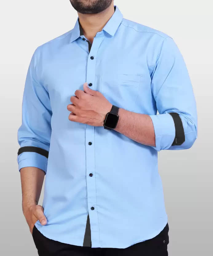 JEEVAAN - THE PERFECT FASHION Cotton Blend Regular Fit Solids Full Sleeves Men's Casual Shirt - Blue ( Pack of 1 )
