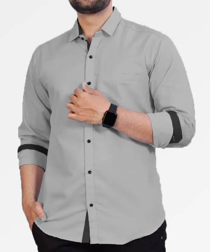 JEEVAAN - THE PERFECT FASHION Cotton Blend Regular Fit Solids Full Sleeves Men's Casual Shirt - Grey ( Pack of 1 )
