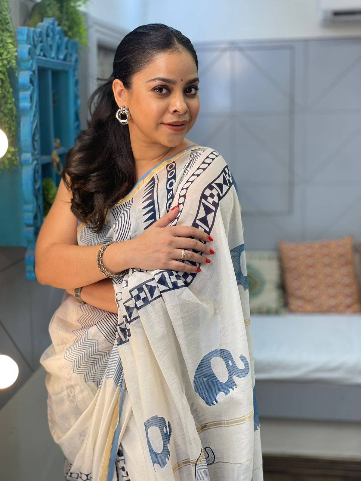     			JINAL & JINAL Chanderi Printed Saree With Unstitched Blouse Piece ( Light Blue )