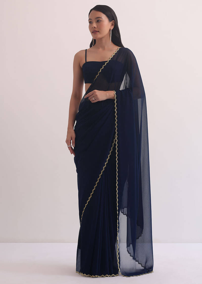     			JINAL & JINAL Georgette Solid Saree With Unstitched Blouse Piece ( Red )