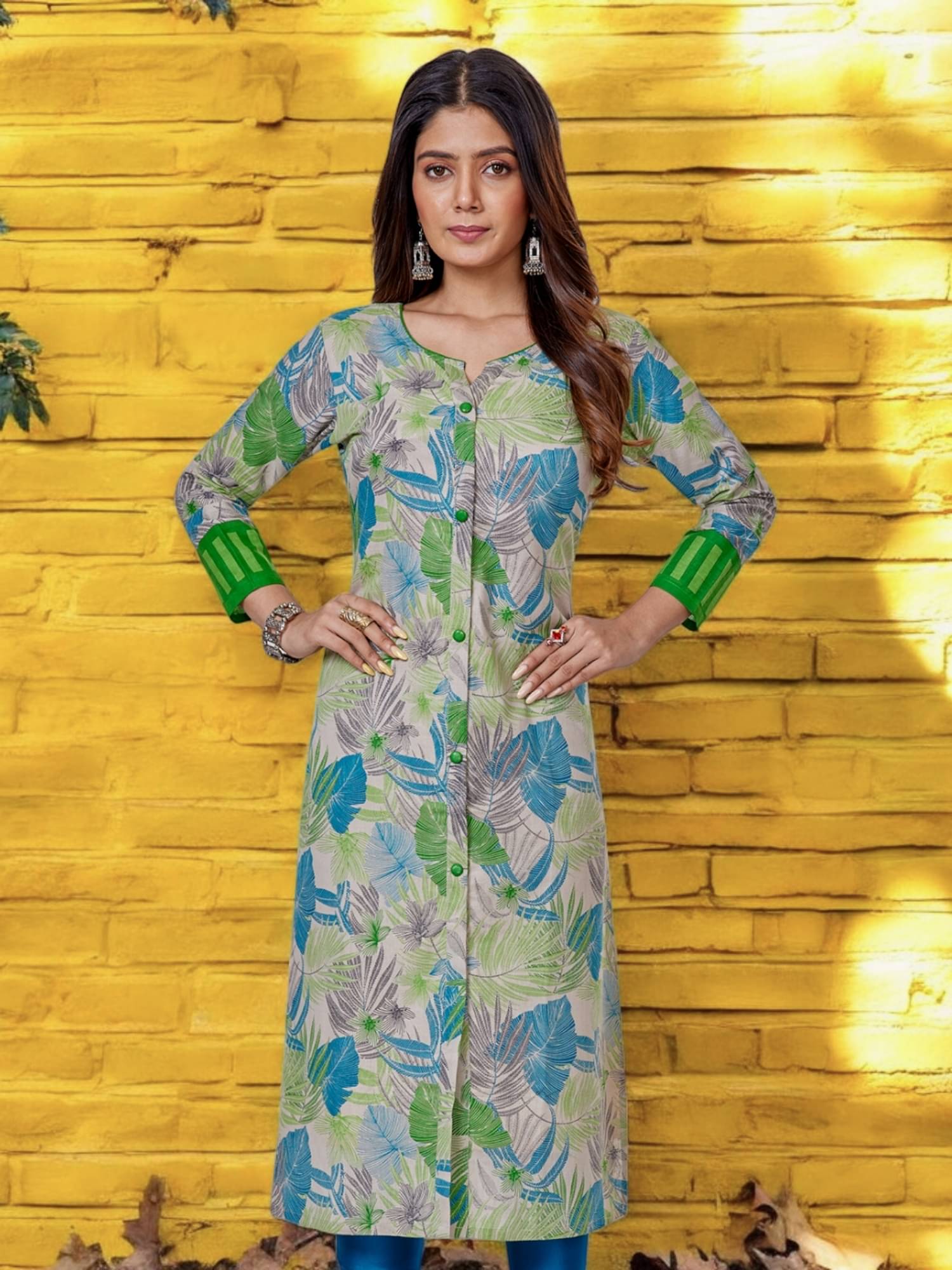 Jevi Prints Pack of 1 Cotton Printed Straight Women's Kurti - ( Beige ) Jevi Prints Pack of 1 Cotton Printed Straight Women's Kurti - ( Beige )