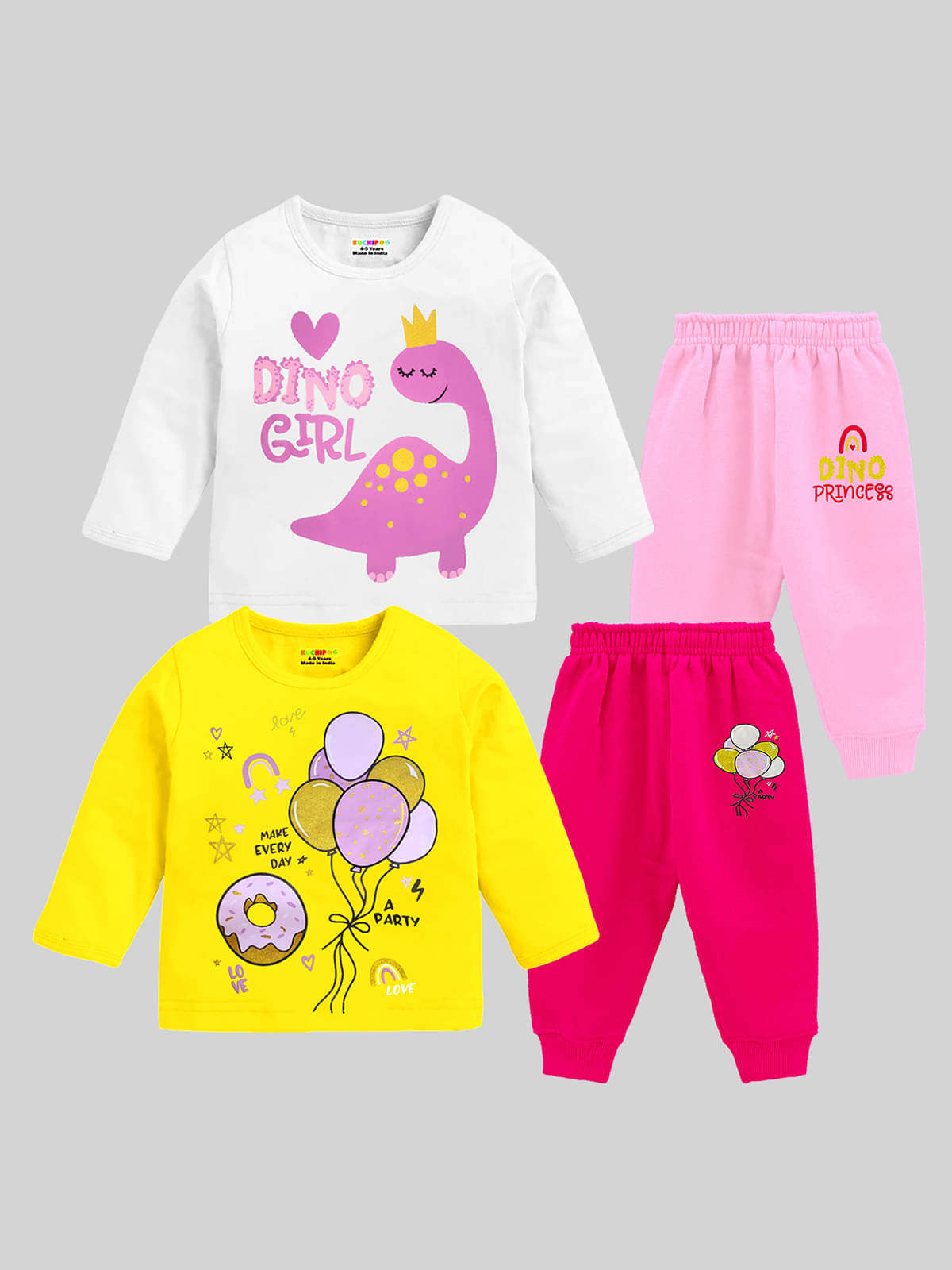     			Kuchipoo Pack of 2 Girls Cotton Blend Top With Pajama ( Multicolor 1 )
