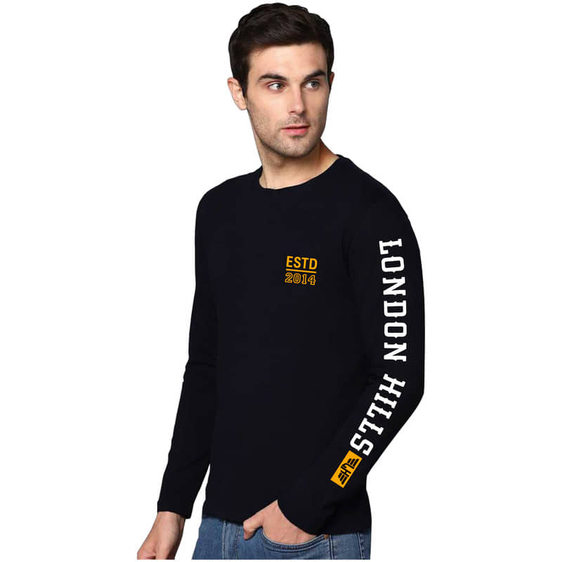 LONDON HILLS Pack of 1 Cotton Blend Regular Fit Men's T-Shirt ( Black )