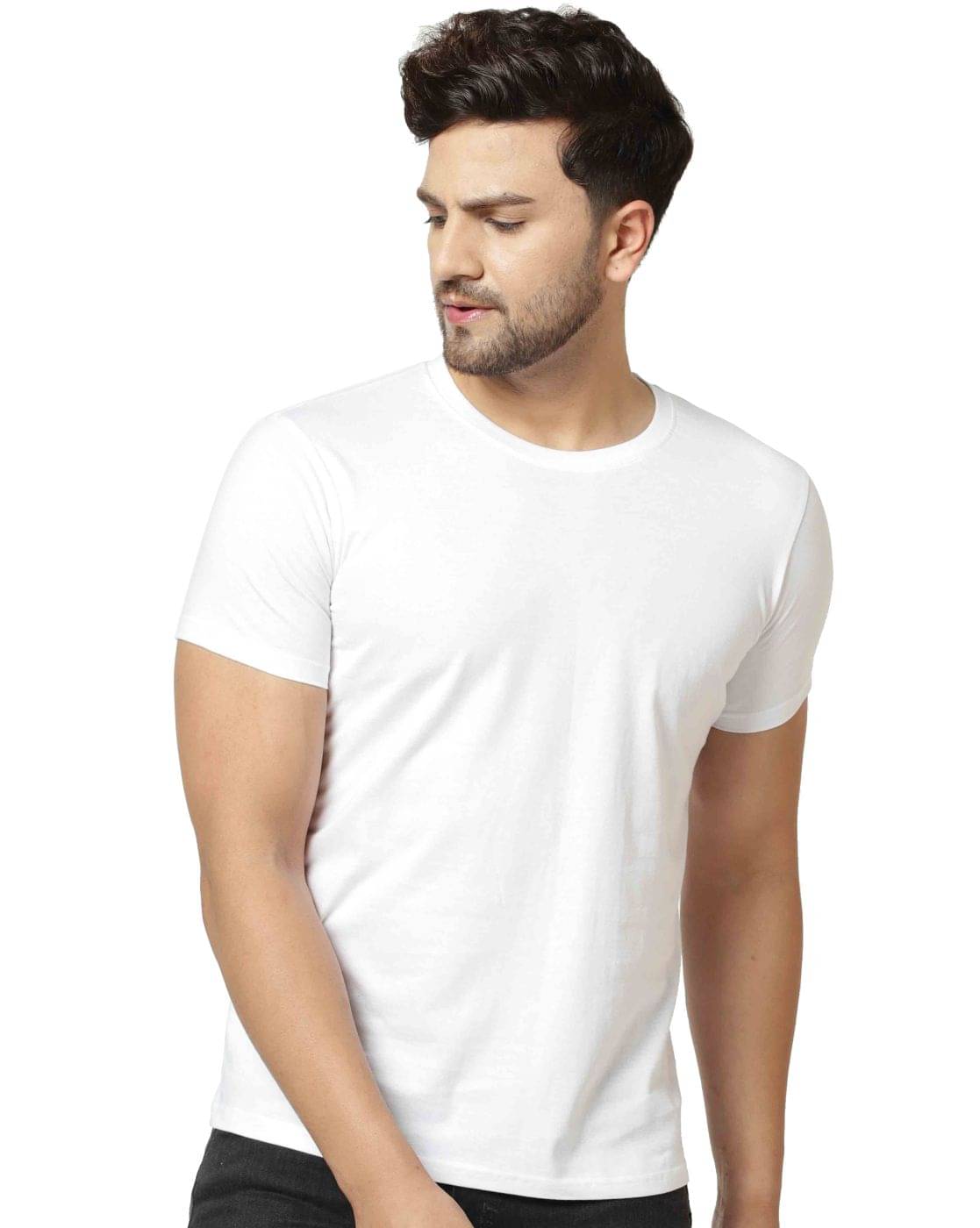     			LONDON HILLS Pack of 1 Cotton Blend Regular Fit Men's T-Shirt ( White )