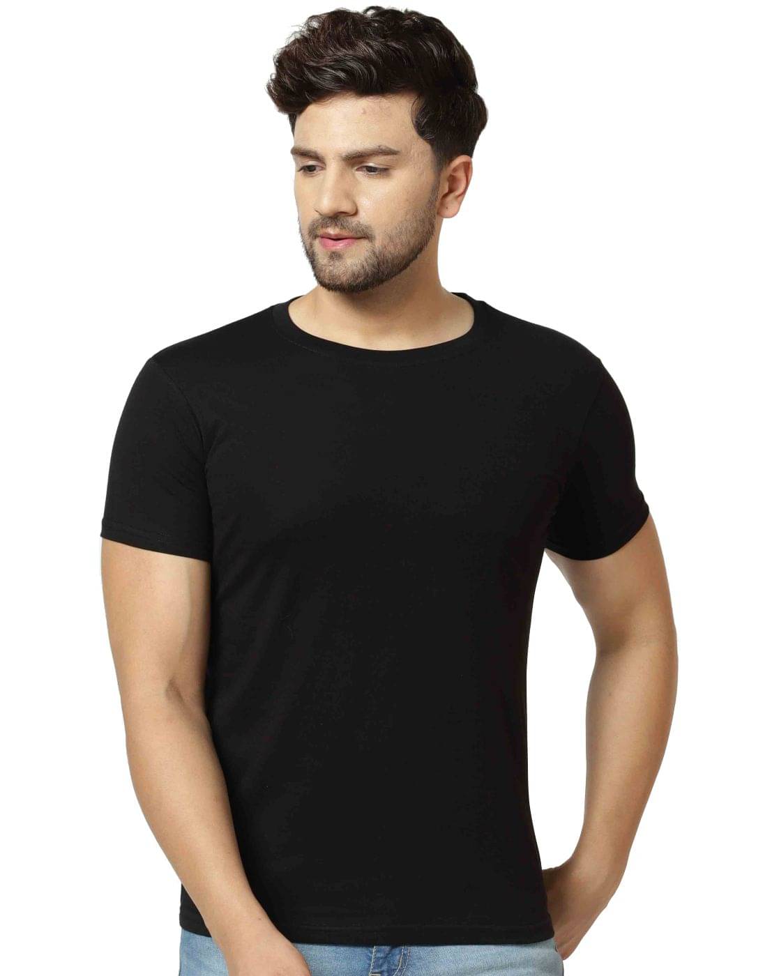     			LONDON HILLS Pack of 1 Cotton Blend Regular Fit Men's T-Shirt ( Black )