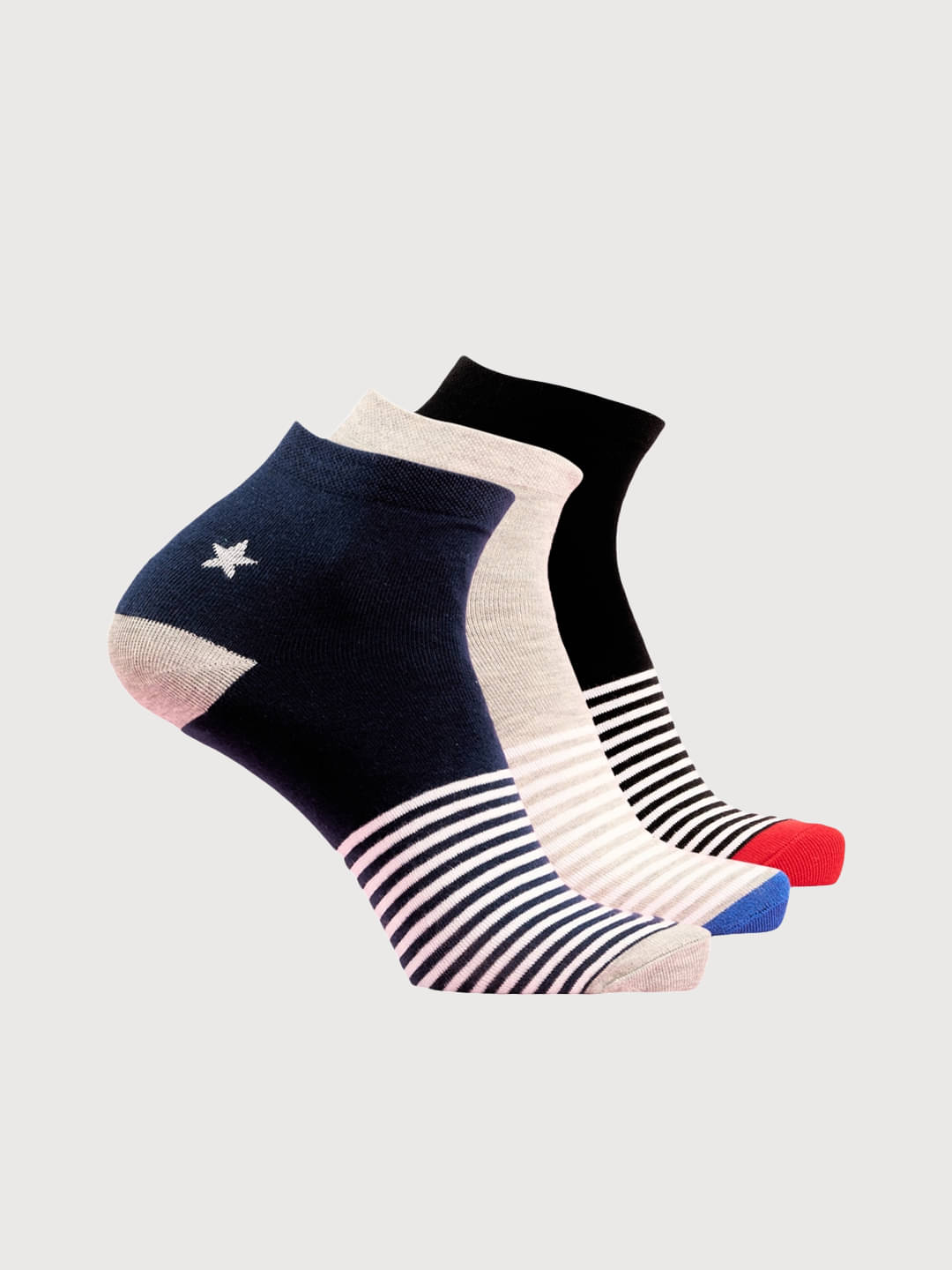     			LUX MOZZE Pack of 3 Men's Cotton Blend Ankle Length Socks ( Multicolor 4 )