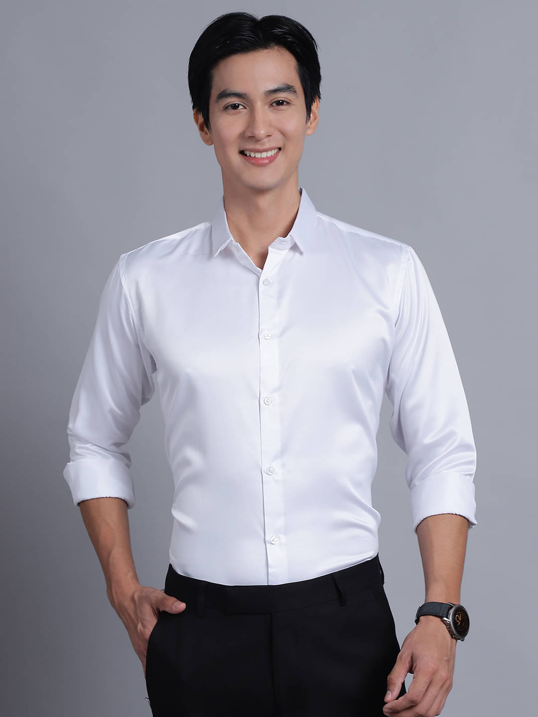     			MAJESTIC MAN Polyester Slim Fit Full Sleeves Men's Formal Shirt - White ( Pack of 1 )
