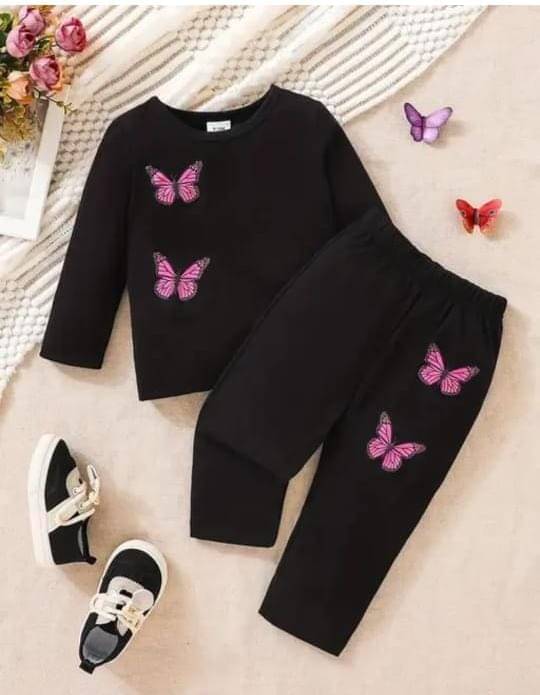     			MUSNAH GARMENTS Pack of 1 Baby Girls Cotton Top With Pants ( Black )