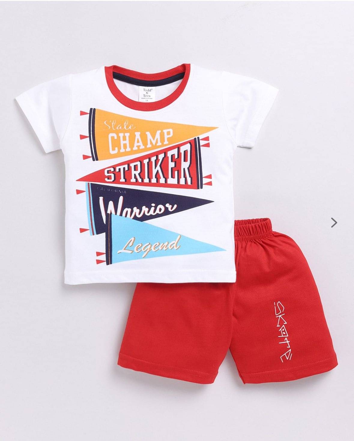     			MUSNAH GARMENTS Pack of 1 Unisex Cotton T-Shirt & Shorts Set ( White )