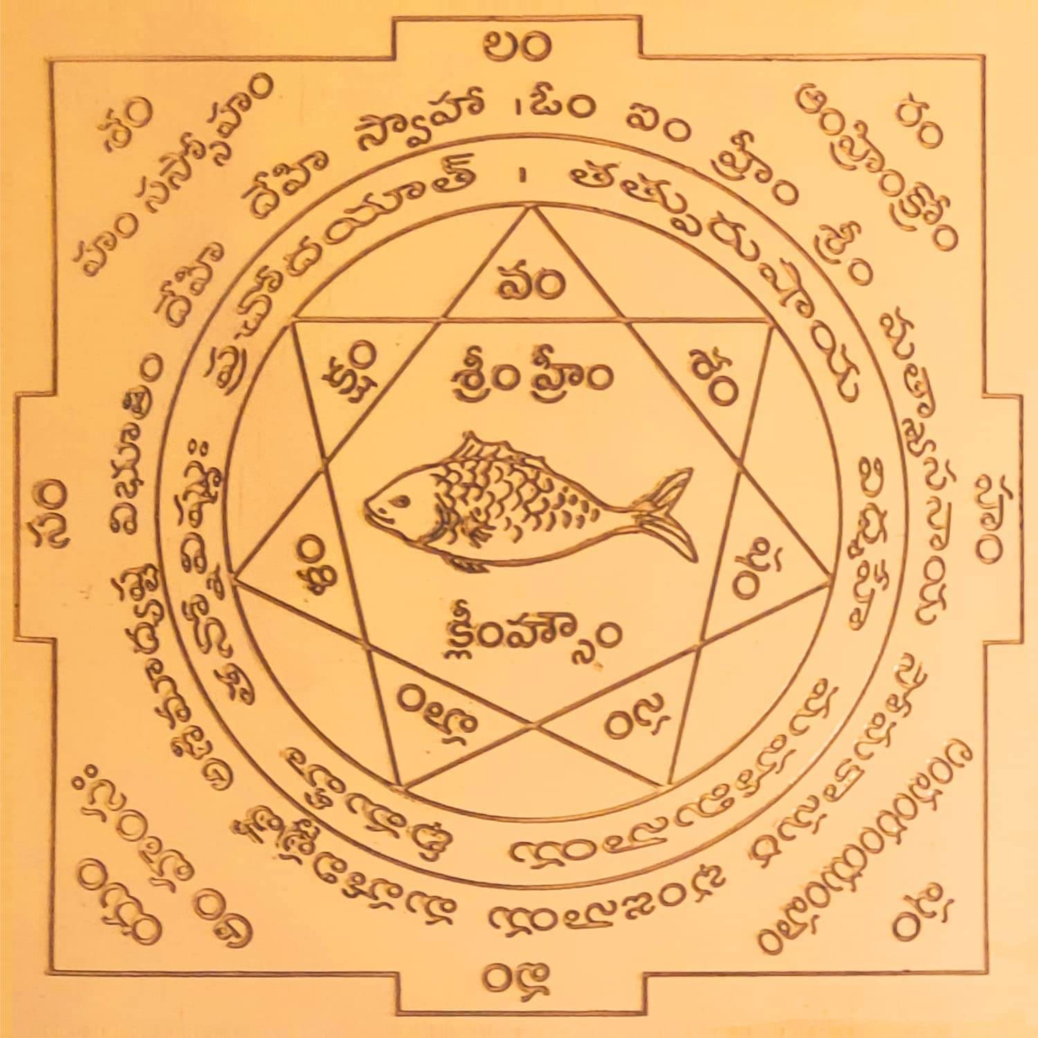 Matsya Yantra(Vastu Matsya Yantra) | Matsya Yantram Telugu Size 4.5"x4.5" Copper Brown Colour 1 Piece Matsya Yantra(Vastu Matsya Yantra) | Matsya Yantram Telugu Size 4.5"x4.5" Copper Brown Colour 1 Piece