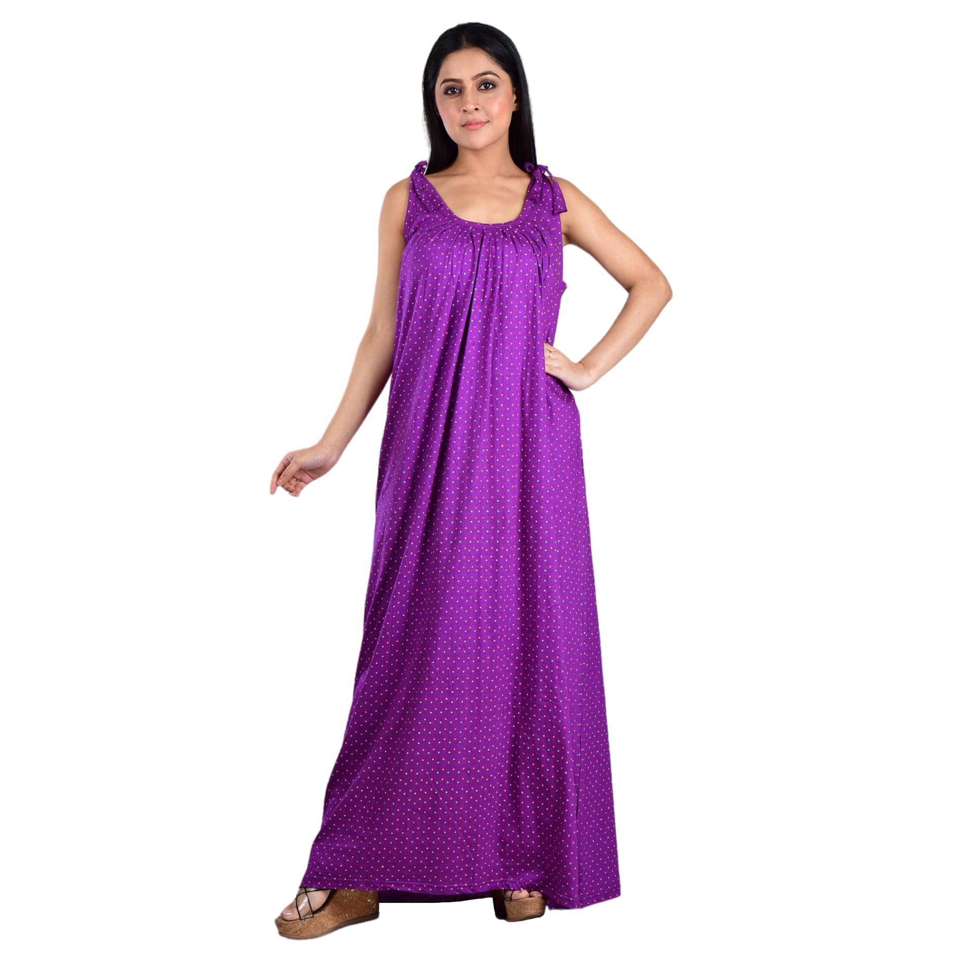 PIYALI'S CREATION WOMEN'S Purple Hosiery Women's Nightwear Nighty & Night Gowns ( Pack of 1 ) PIYALI'S CREATION WOMEN'S Purple Hosiery Women's Nightwear Nighty & Night Gowns ( Pack of 1 )