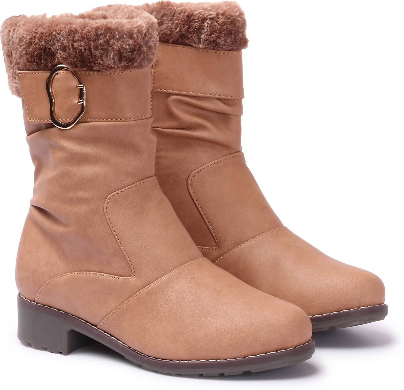     			Picktoes Beige Women's Ankle Length Boots