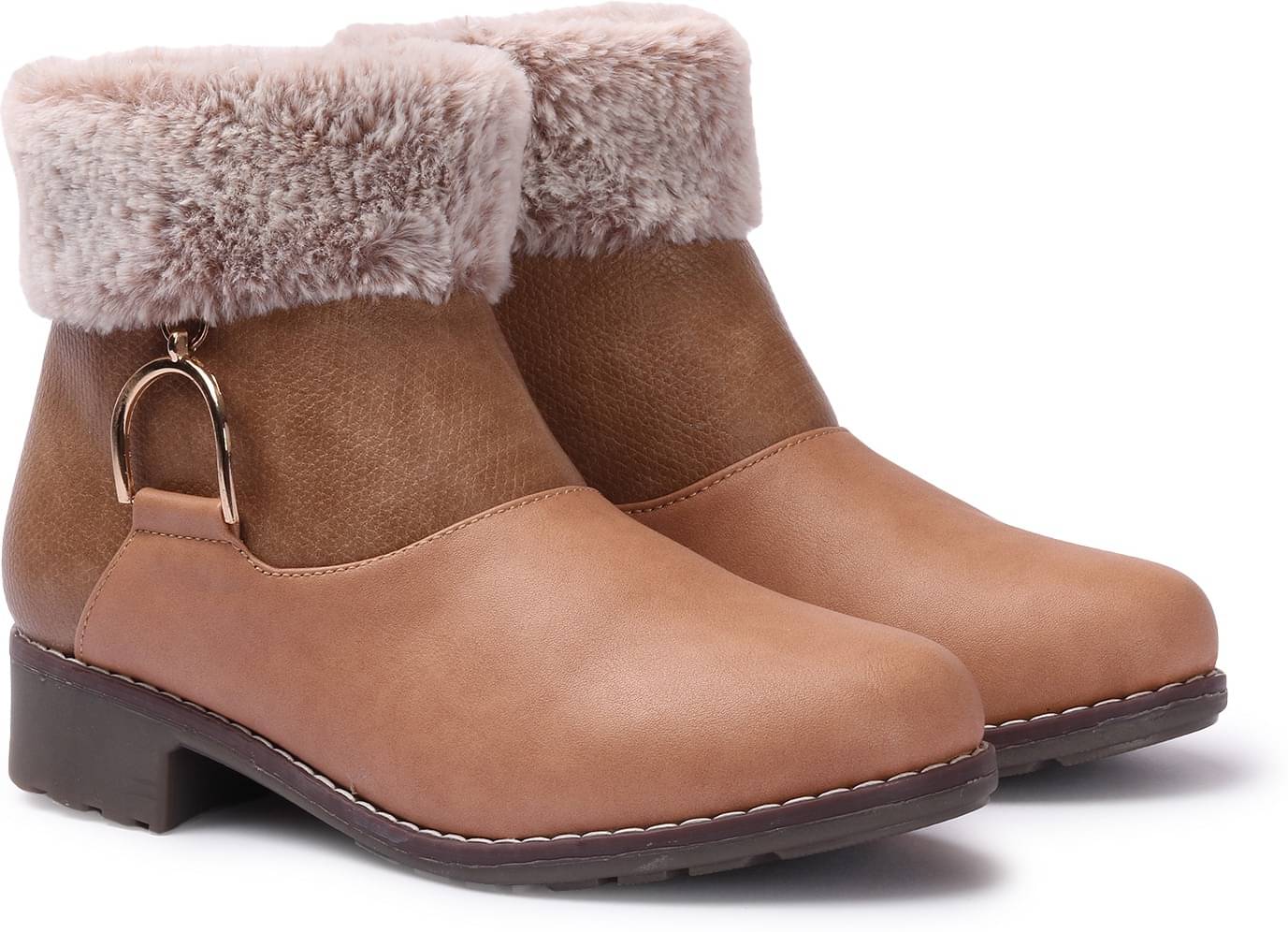 Picktoes Beige Women's Ankle Length Boots Picktoes Beige Women's Ankle Length Boots