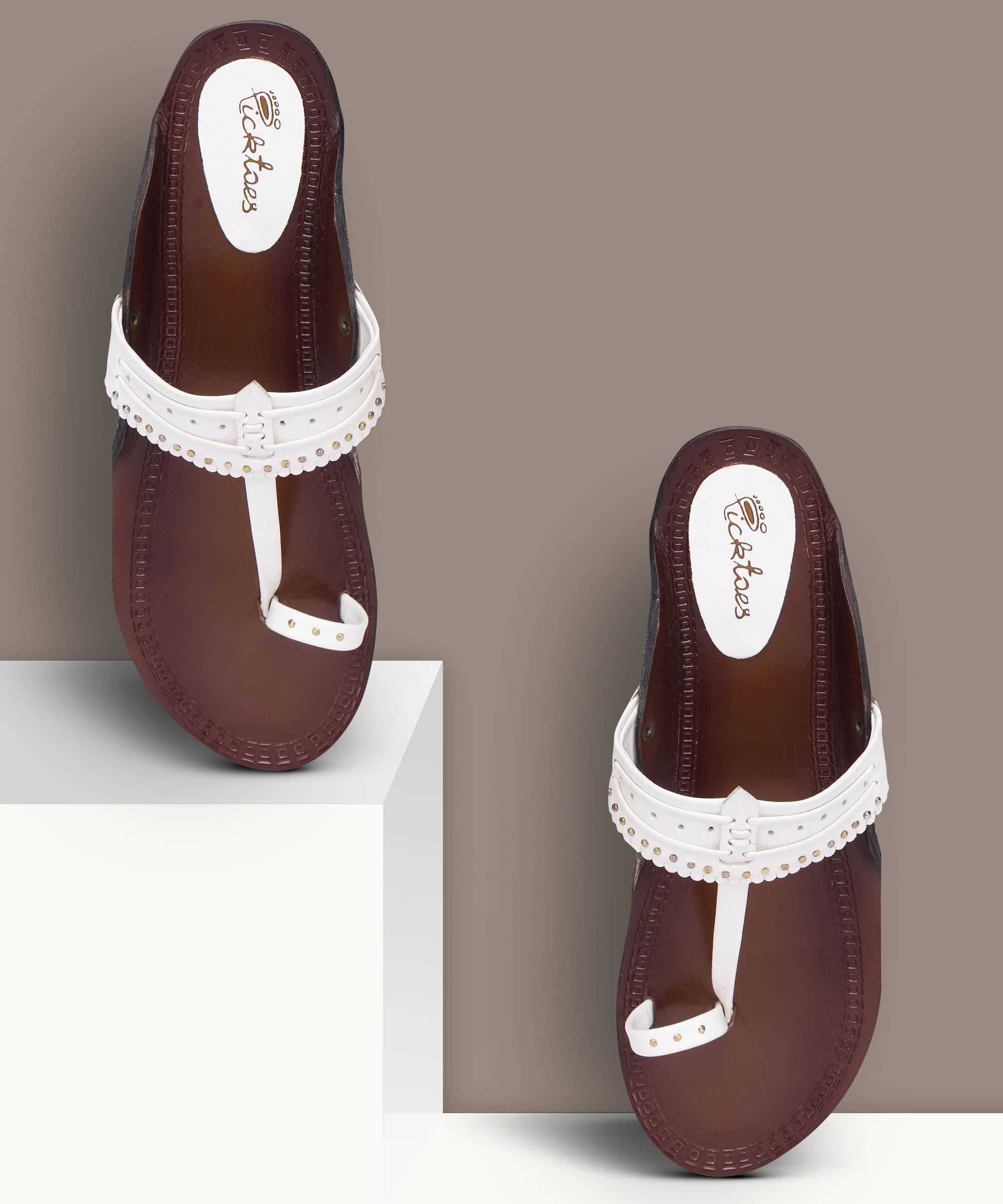     			Picktoes White Women's Flats