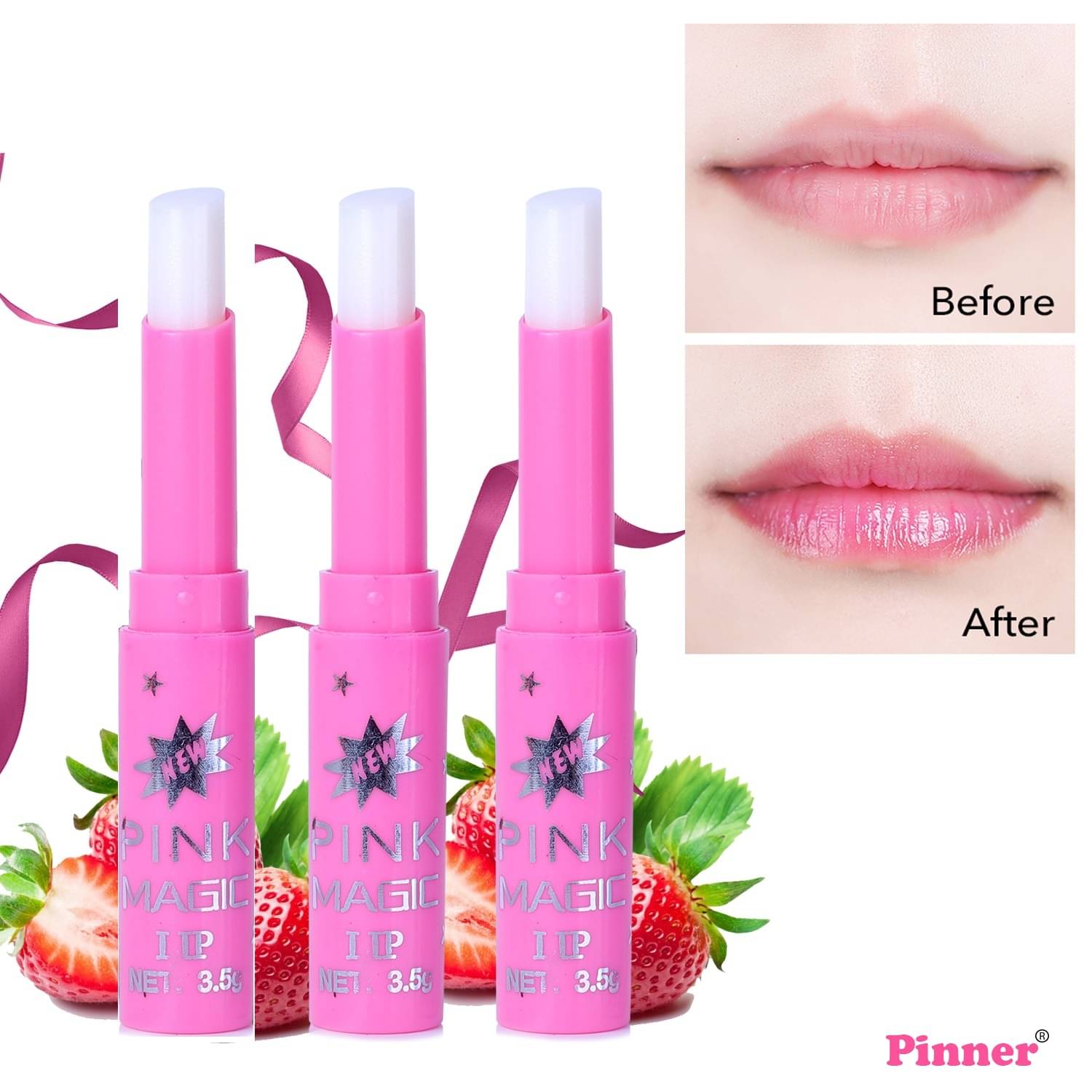    			Pinner Pink glossy color changing Lip Gloss (Pack of 3)