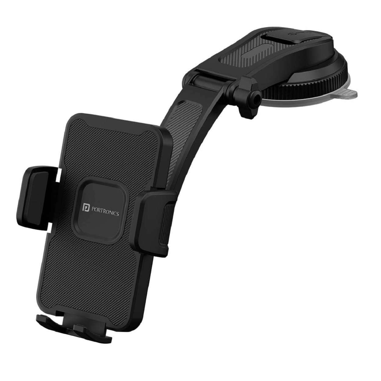 Portronics Dashboard & Windshield Single Clamp Car Mobile Holder - Black Portronics Dashboard & Windshield Single Clamp Car Mobile Holder - Black