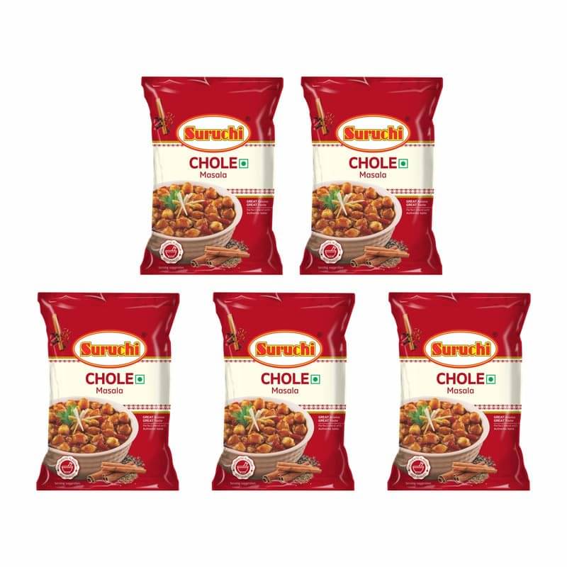     			SURUCHI  Chole Masala 200g Each, Punjabi Chhole Chana Masala Powder -  Masala 200 gm Pack of 5