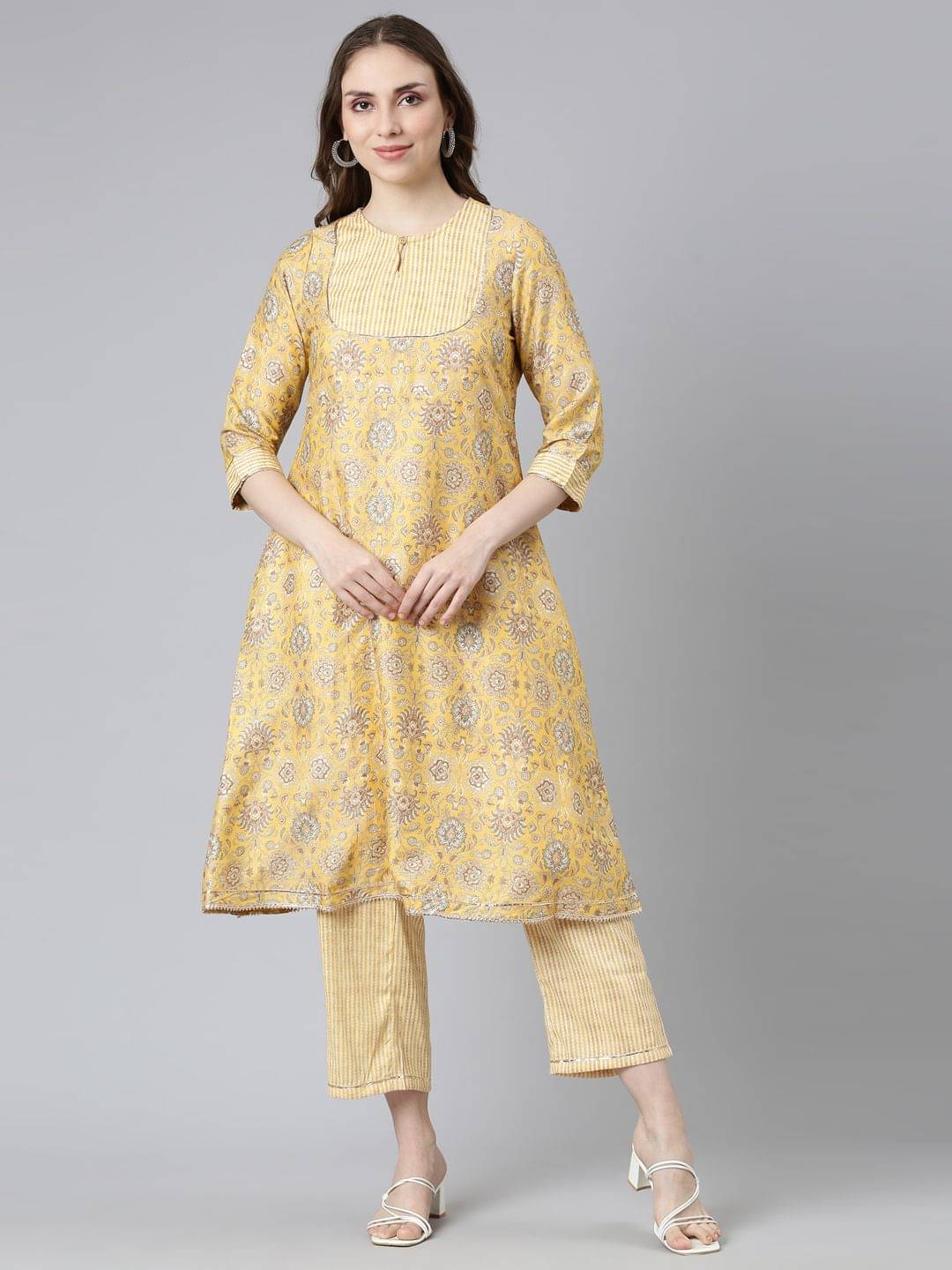Samhitas Viscose Printed Kurti With Pants Women's Stitched Salwar Suit - Yellow ( Pack of 2 ) Samhitas Viscose Printed Kurti With Pants Women's Stitched Salwar Suit - Yellow ( Pack of 2 )