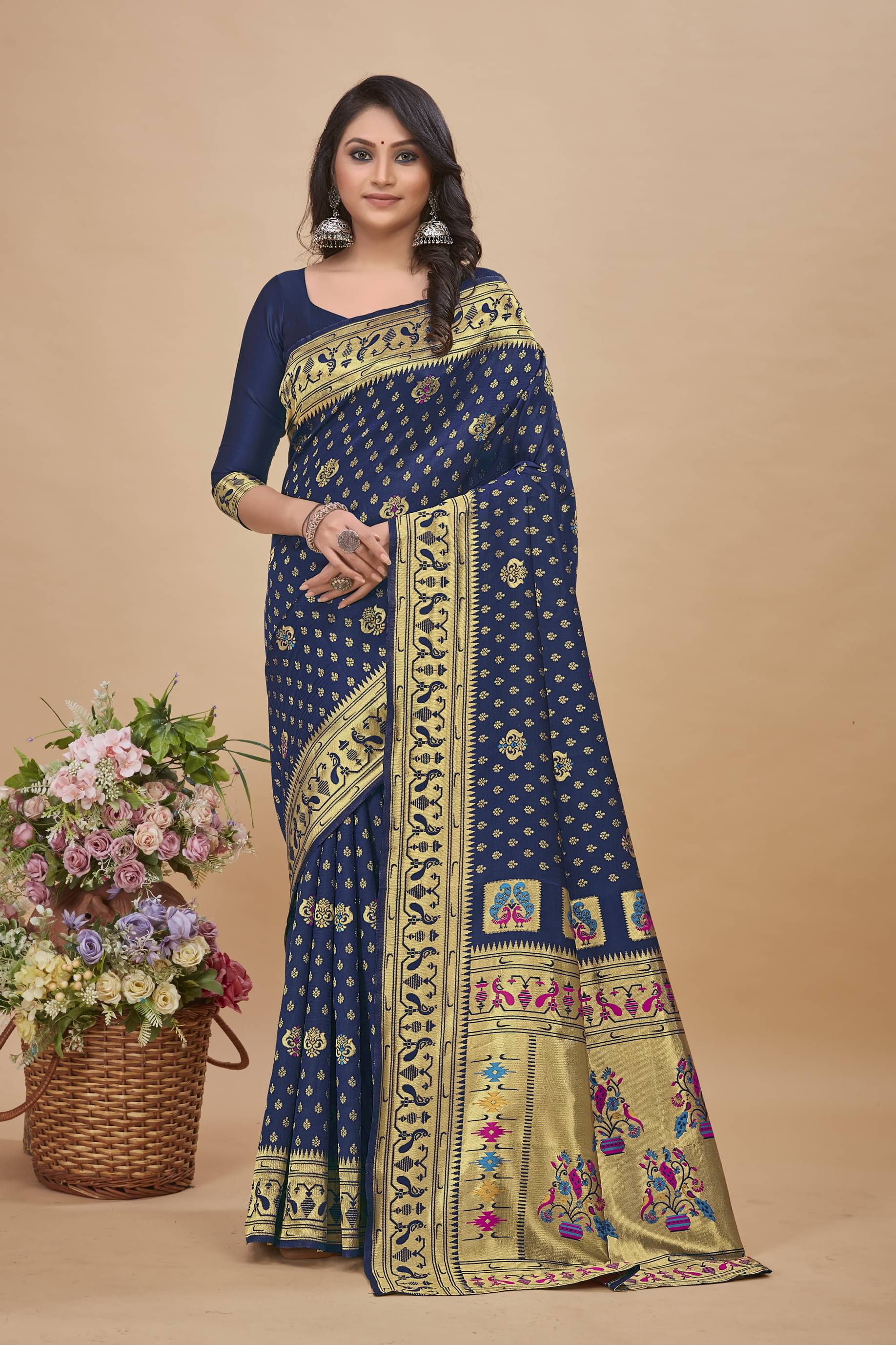Sariya Jacquard Woven Saree With Unstitched Blouse Piece ( Light Blue ) Sariya Jacquard Woven Saree With Unstitched Blouse Piece ( Light Blue )