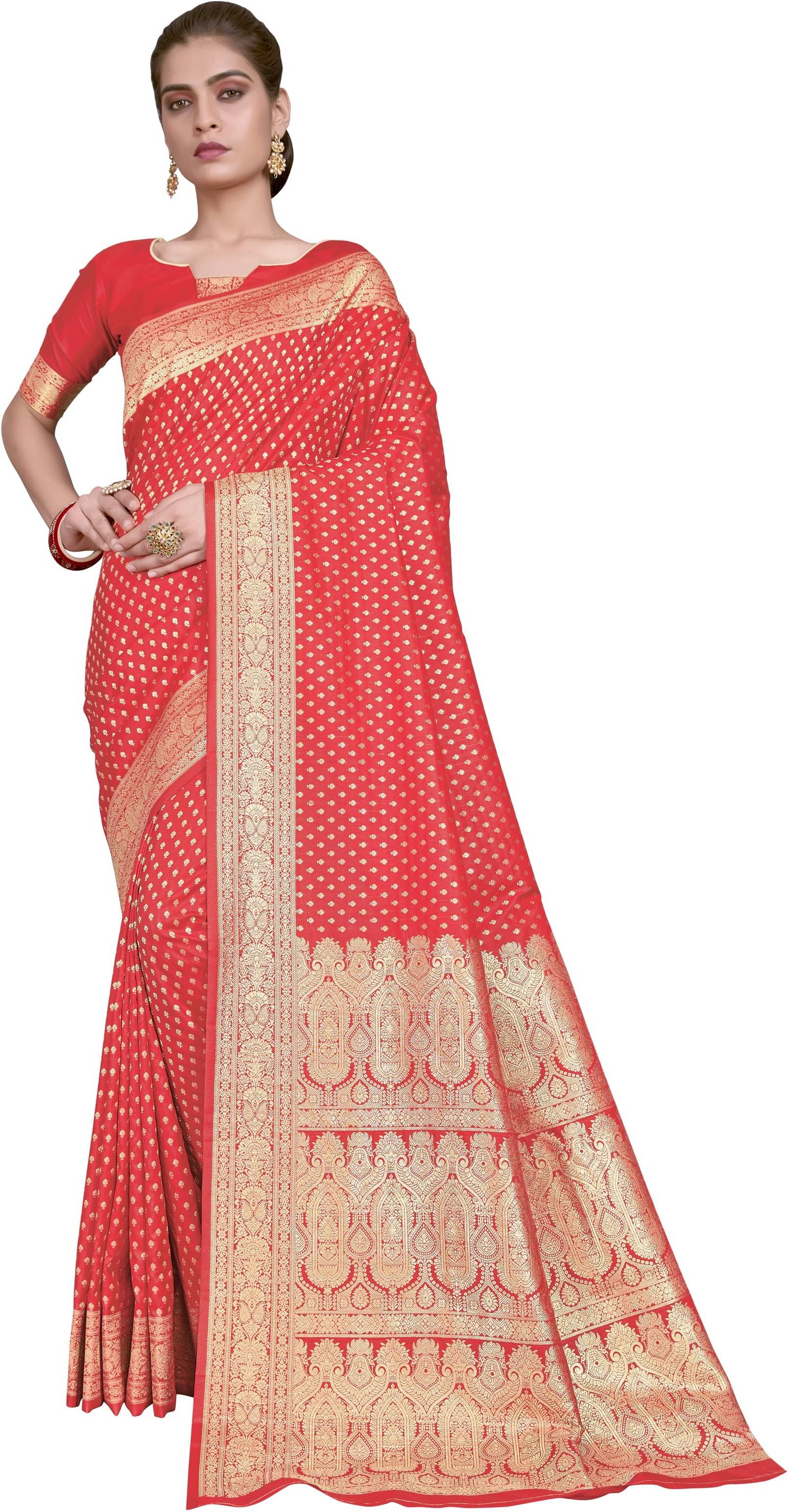 Sariya Jacquard Woven Saree With Unstitched Blouse Piece ( Pink ) Sariya Jacquard Woven Saree With Unstitched Blouse Piece ( Pink )