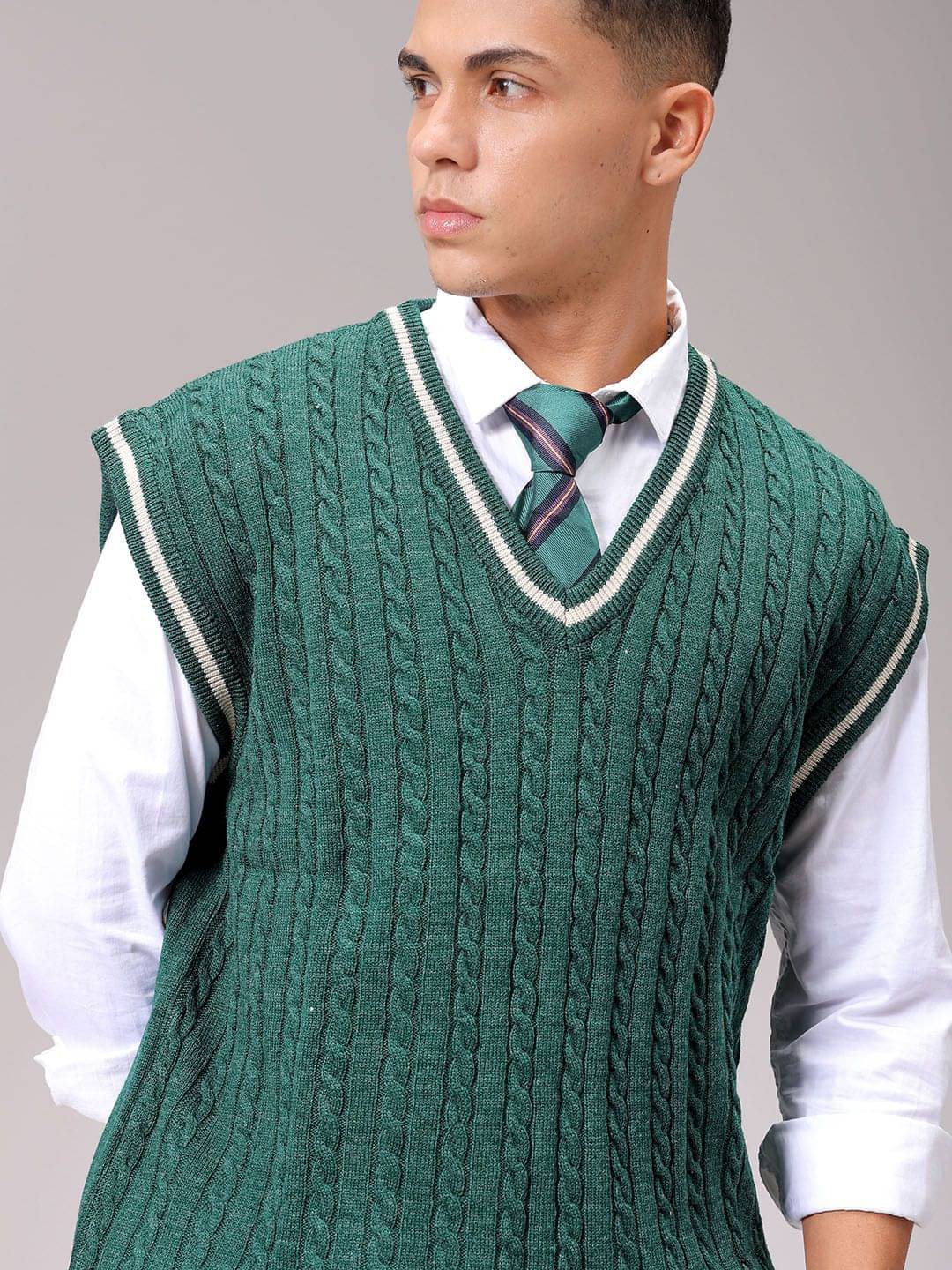 The Indian Garage Co. Acrylic V-Neck Men's Sleeveless Pullover Sweater - Green ( Pack of 1 ) The Indian Garage Co. Acrylic V-Neck Men's Sleeveless Pullover Sweater - Green ( Pack of 1 )