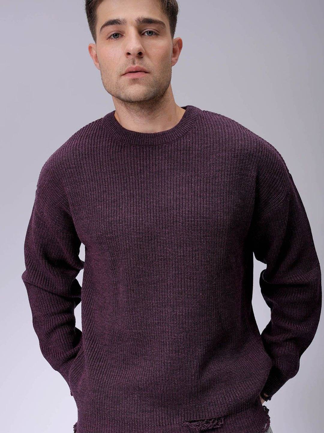 The Indian Garage Co. Acrylic Round Neck Men's Full Sleeves Pullover Sweater - Purple ( Pack of 1 )     			The Indian Garage Co. Acrylic Round Neck Men's Full Sleeves Pullover Sweater - Purple ( Pack of 1 )