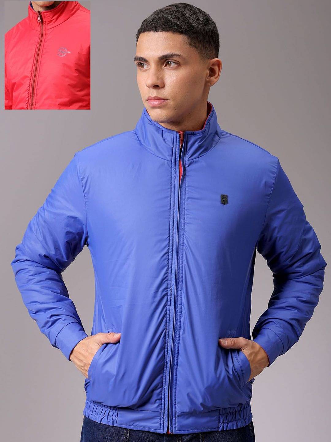     			The Indian Garage Co. Polyester Men's Quilted & Bomber Jacket - Blue ( Pack of 1 )