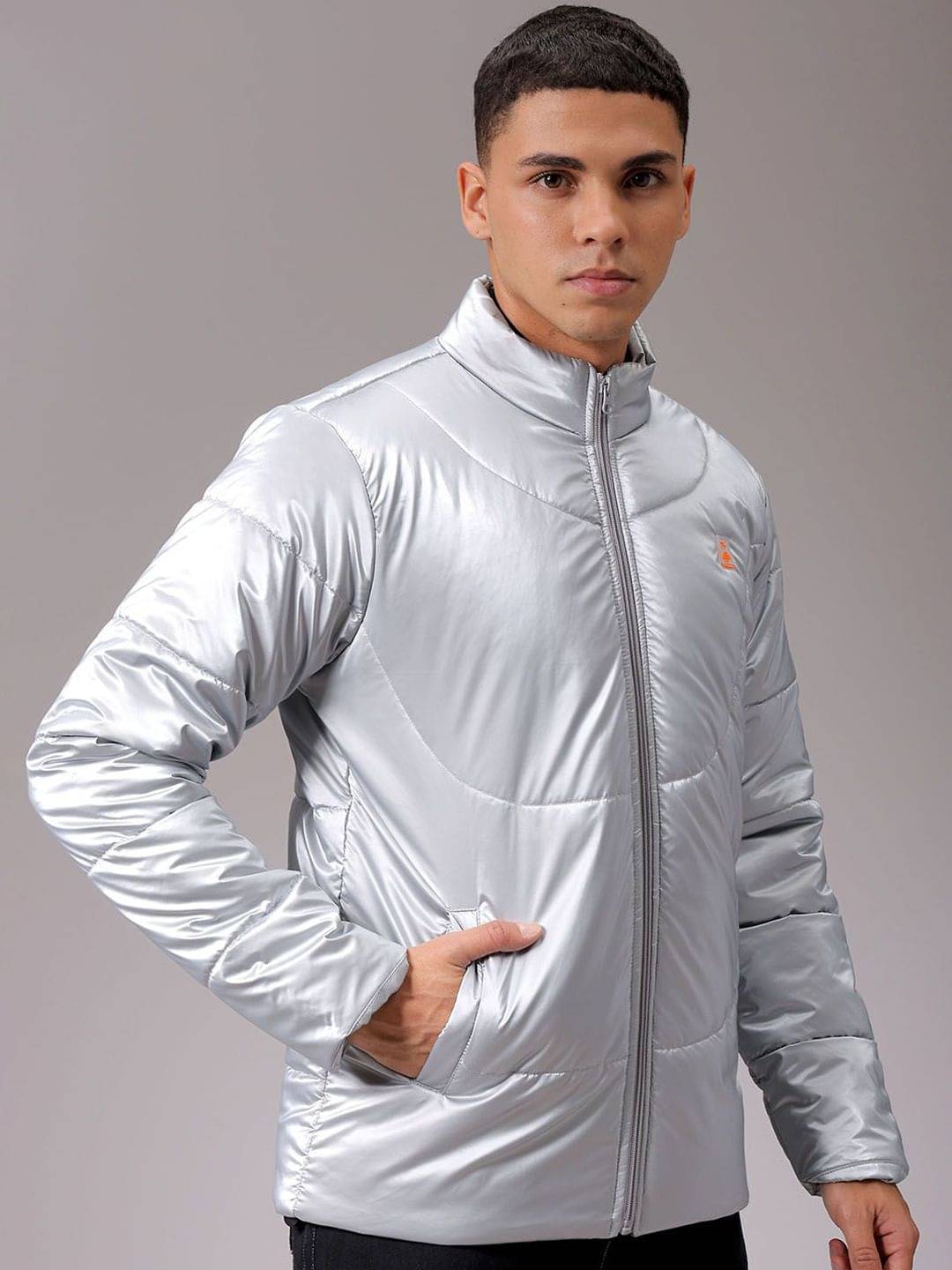 The Indian Garage Co Men High Neck Solid Puffer Jacket The Indian Garage Co Men High Neck Solid Puffer Jacket