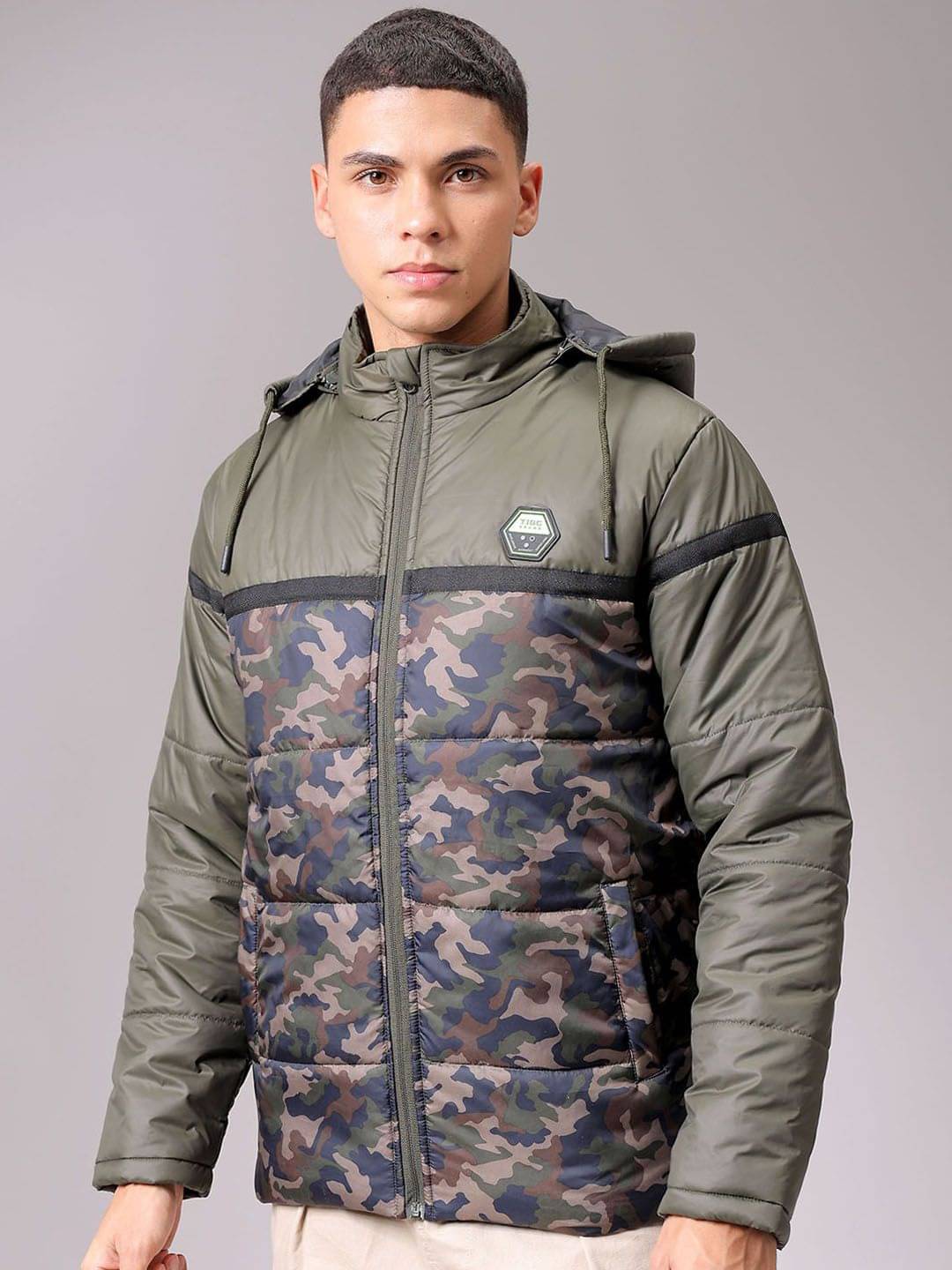The Indian Garage Co Men Hooded Camouflage Printed Casual Puffer Jacket The Indian Garage Co Men Hooded Camouflage Printed Casual Puffer Jacket