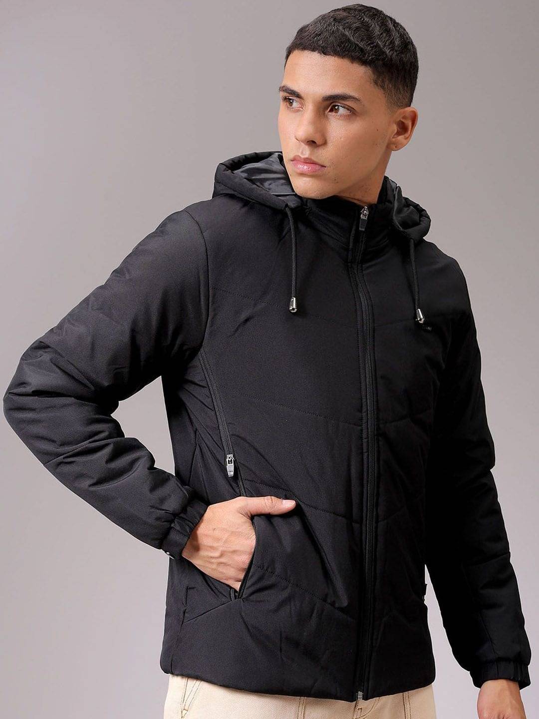 The Indian Garage Co. Polyester Men's Quilted & Bomber Jacket - Black ( Pack of 1 ) The Indian Garage Co. Polyester Men's Quilted & Bomber Jacket - Black ( Pack of 1 )