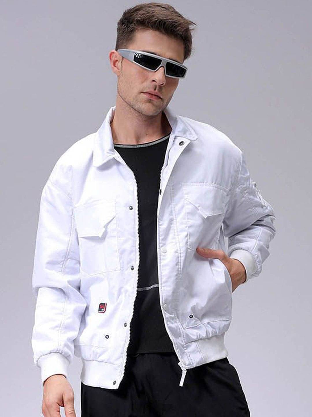     			The Indian Garage Co Men Solid Padded Bomber Utility Jacket