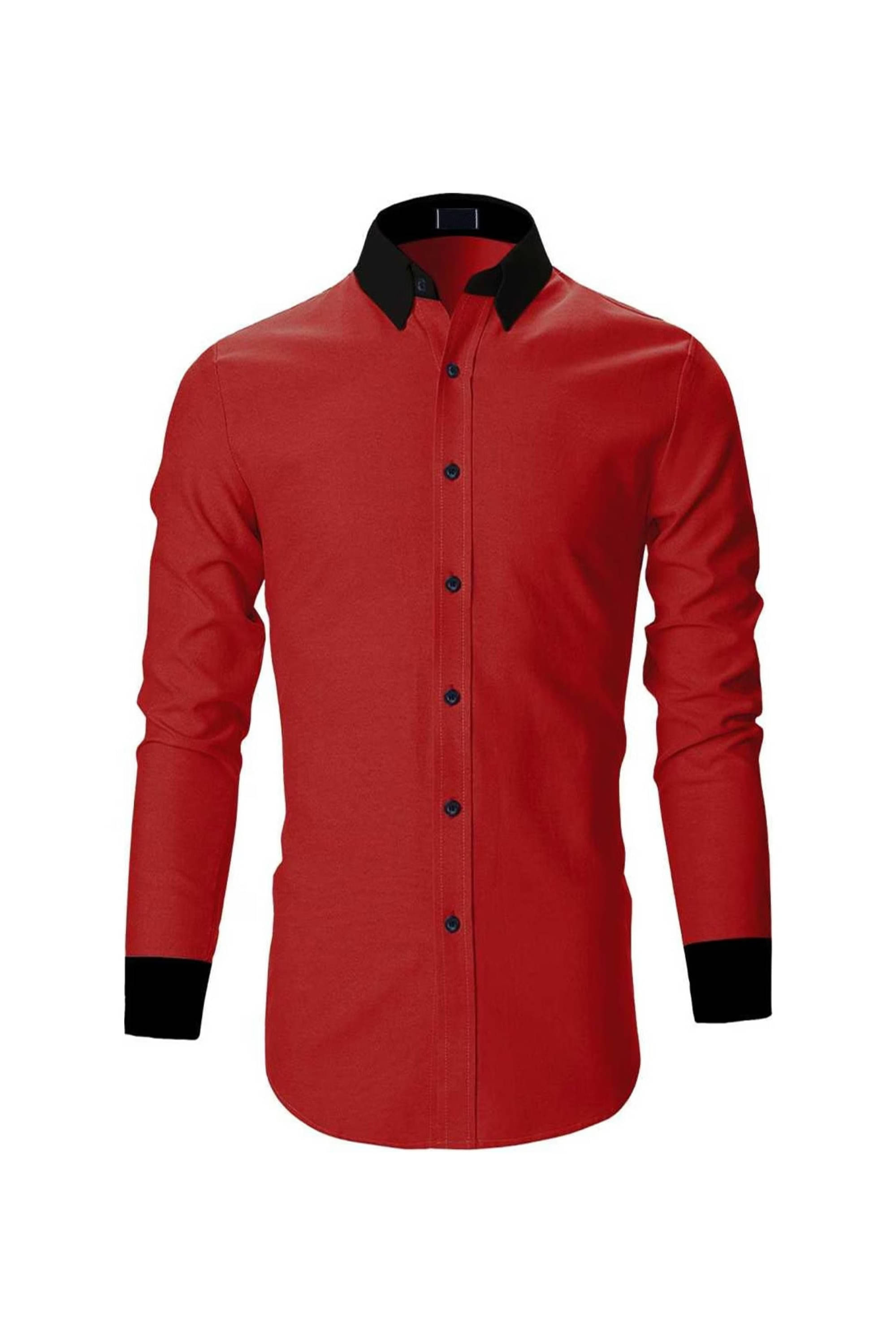 VERTUSY Cotton Blend Regular Fit Solids Full Sleeves Men's Casual Shirt - Red ( Pack of 1 ) VERTUSY Cotton Blend Regular Fit Solids Full Sleeves Men's Casual Shirt - Red ( Pack of 1 )
